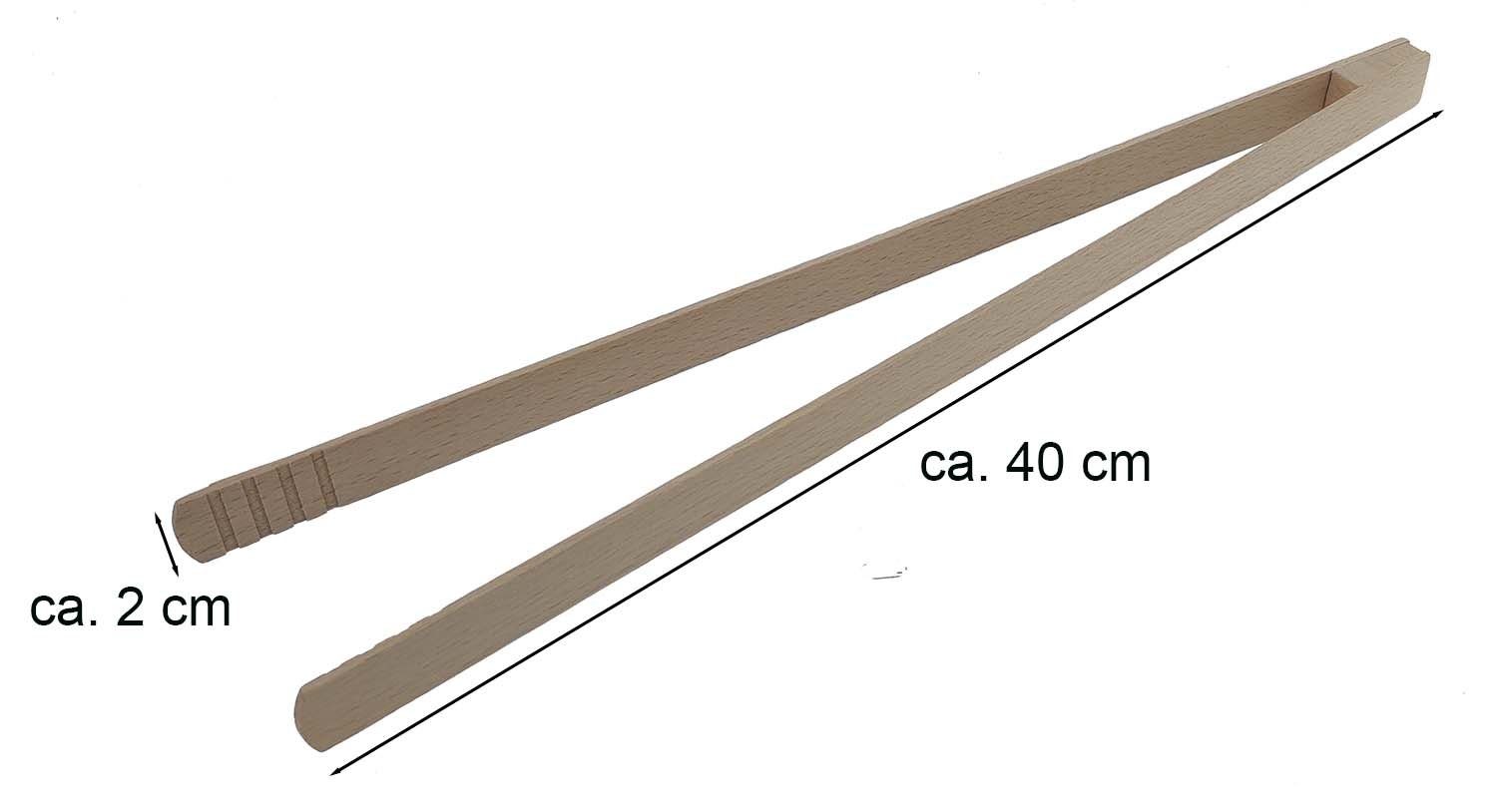 Jean Products Grillzange Grill- und Küchenzange 40 cm Holz, Servierzange Bratwurstzange Einmalzange Mehrzweckzange