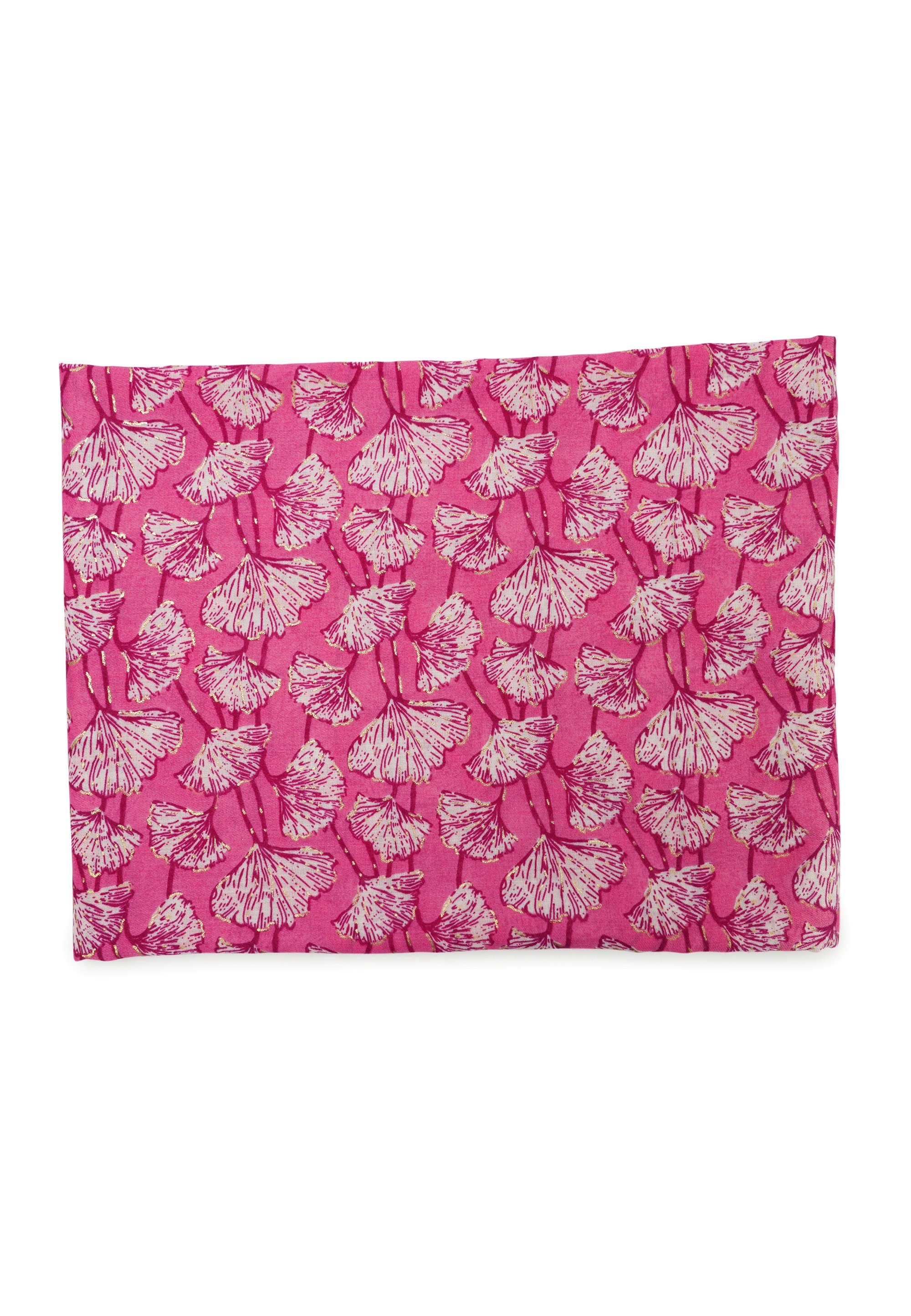 Harpa Modeschal Botanik-Print und mit rosa Metallic-Effekt CLOVER,