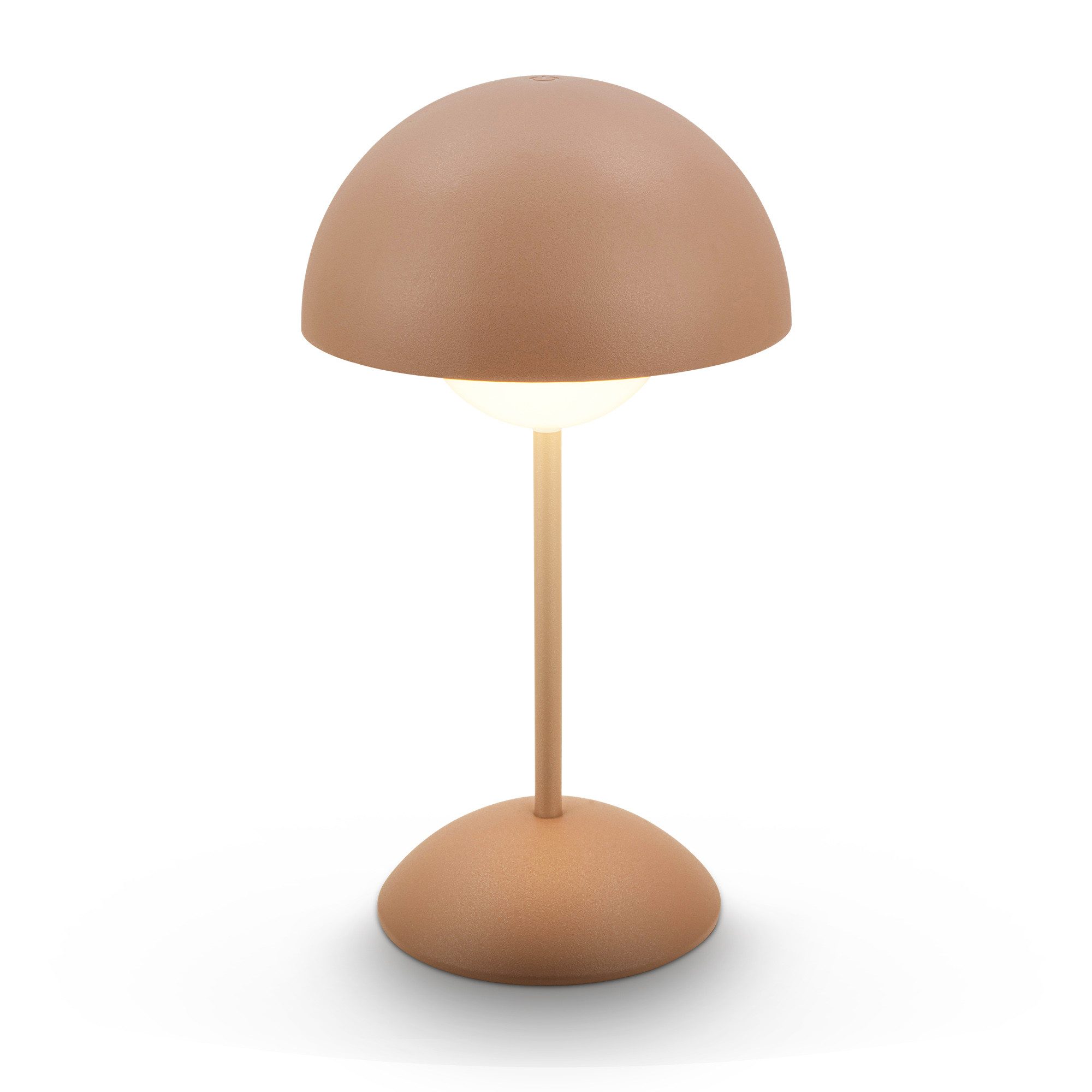 Briloner Leuchten LED Tischleuchte KUGLE Akku kabellos Dimmfunktion Pilzleuchte Balkon Terrasse IP44, LED fest integriert, 16 x 29 cm Coffee 3W Wohnzimmer Nachttisch Indoor/Outdoor