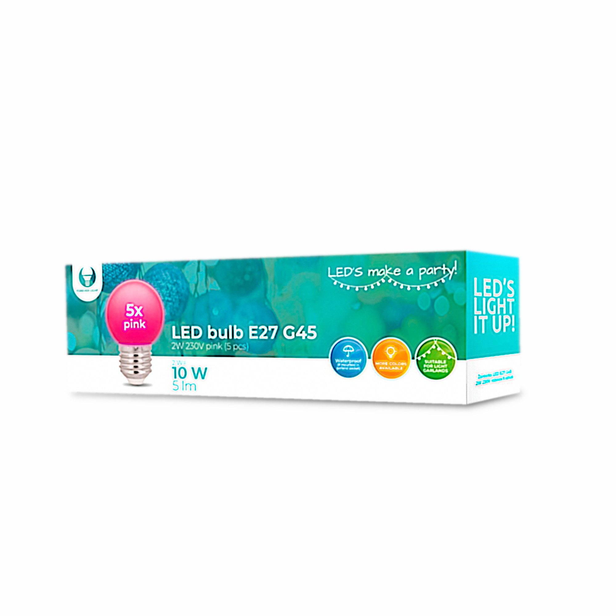 Forever Light LED-Leuchtmittel für dekorative Beleuchtung, E27, 5 St., Pink