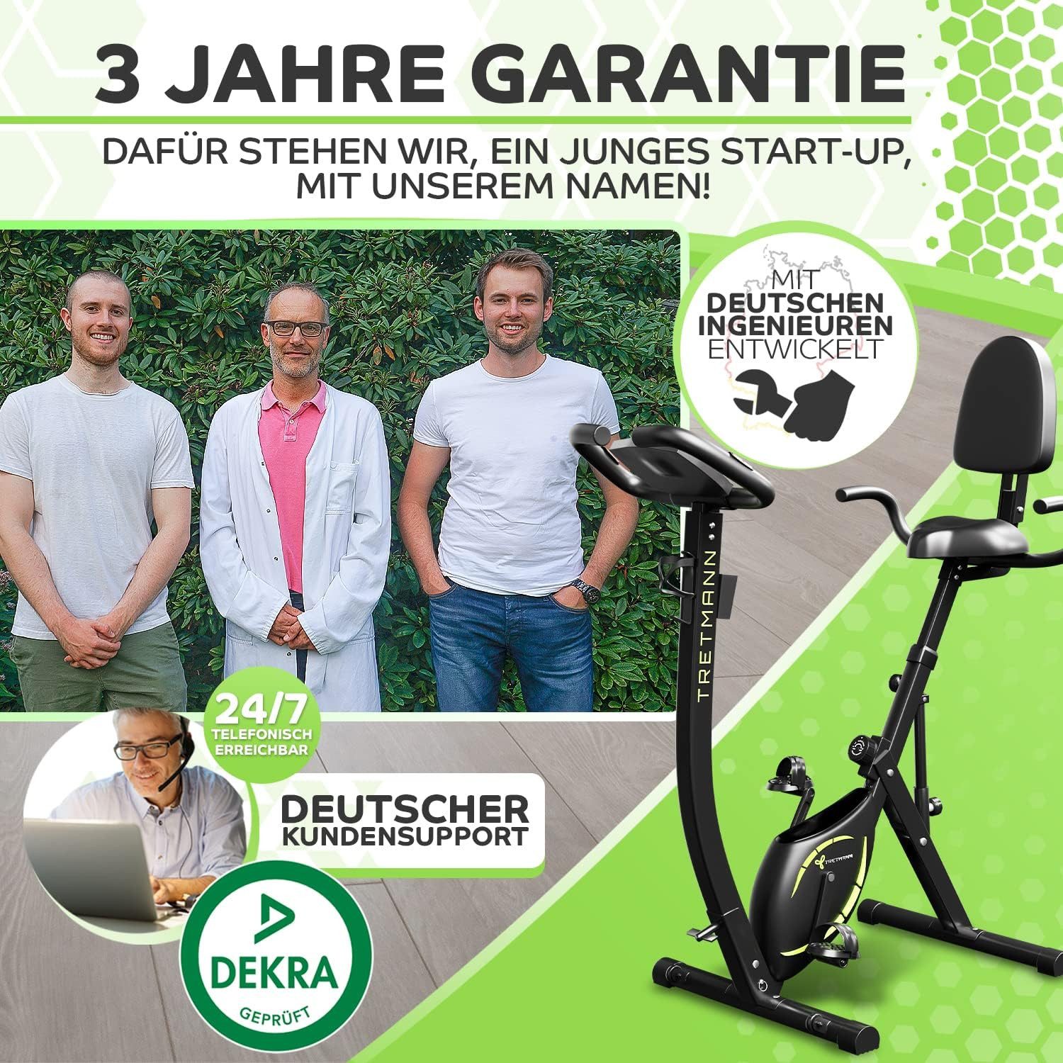Tretmann Heimtrainer - 3in1 Heimtrainer Fahrrad klappbar -extra leise & komfortabel (1-tlg), DEKRA geprüft - mit tiefem Einstieg Hometrainer Fahrrad