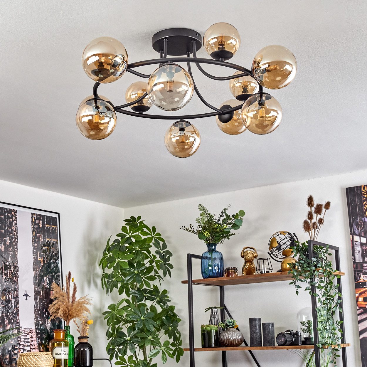 hofstein Deckenleuchte 12-flammige Deckenlampe aus Metall/Glas günstig online kaufen
