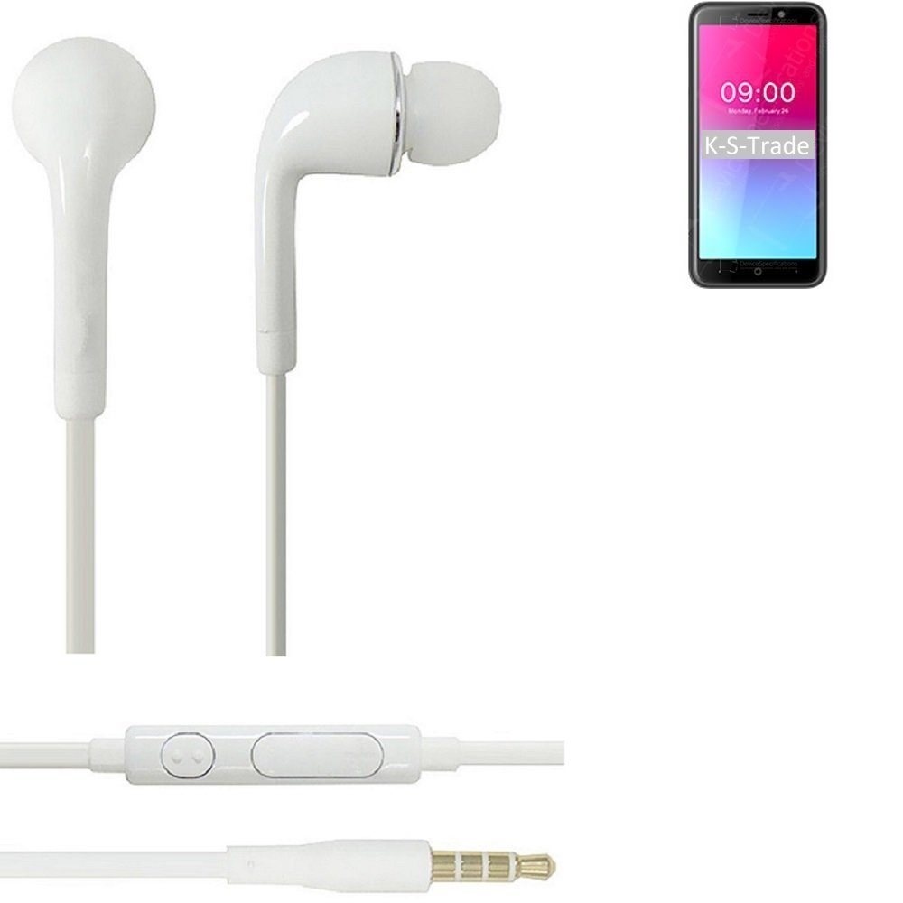 K-S-Trade für Doogee X50L In-Ear-Kopfhörer (Kopfhörer Headset mit Mikrofon u Lautstärkeregler weiß 3,5mm)