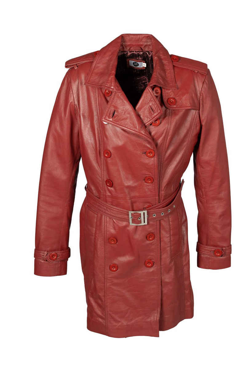 Be Noble Ledermantel Westminster rot Schicker Trenchcoat im dunklem Rot