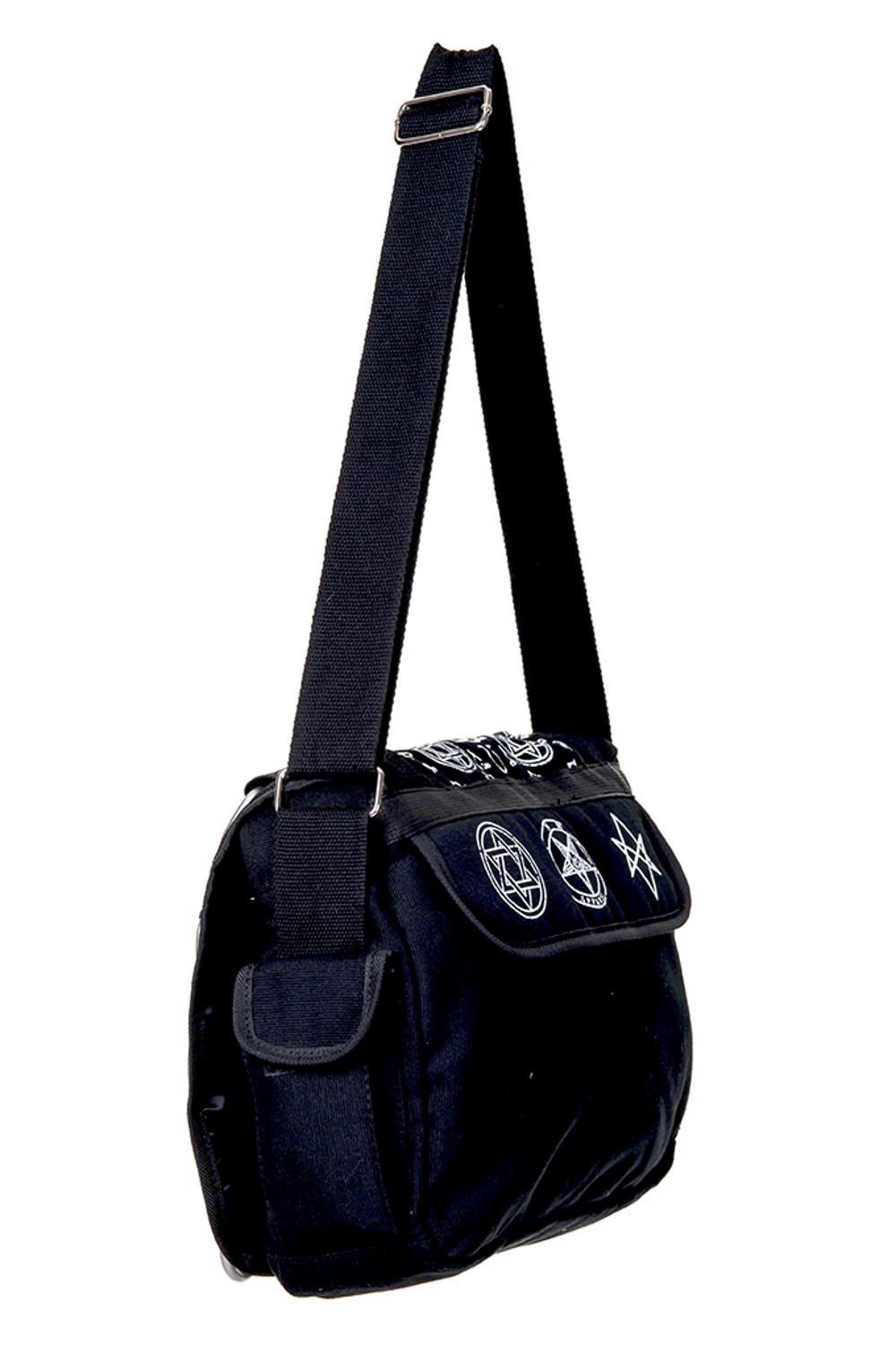 Banned Schultertasche Pentagram Black, Verstellbarer Schultergurt
