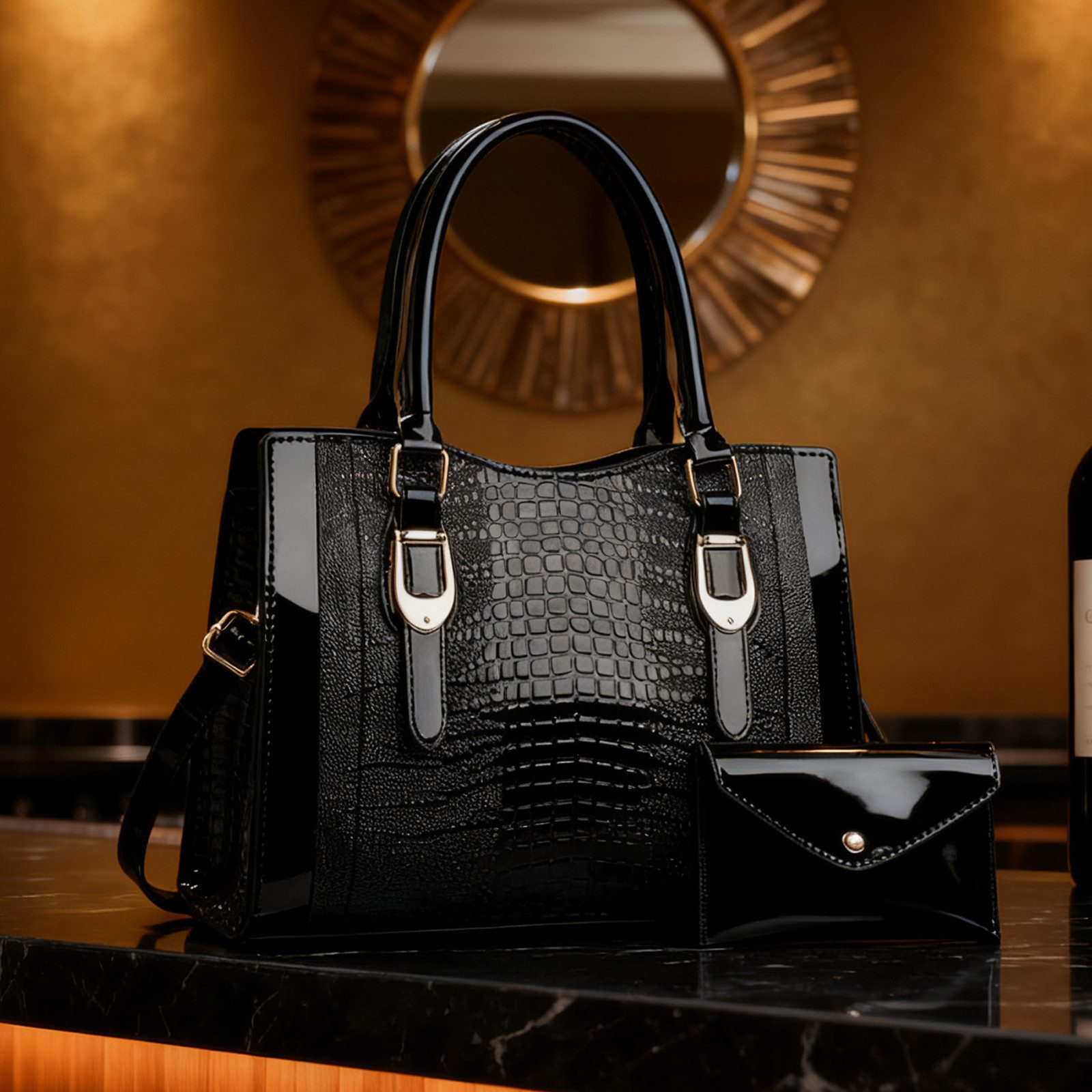 MODFU Henkeltasche Damen Handtasche Set Schultertasche Tragetasche Umhänget günstig online kaufen