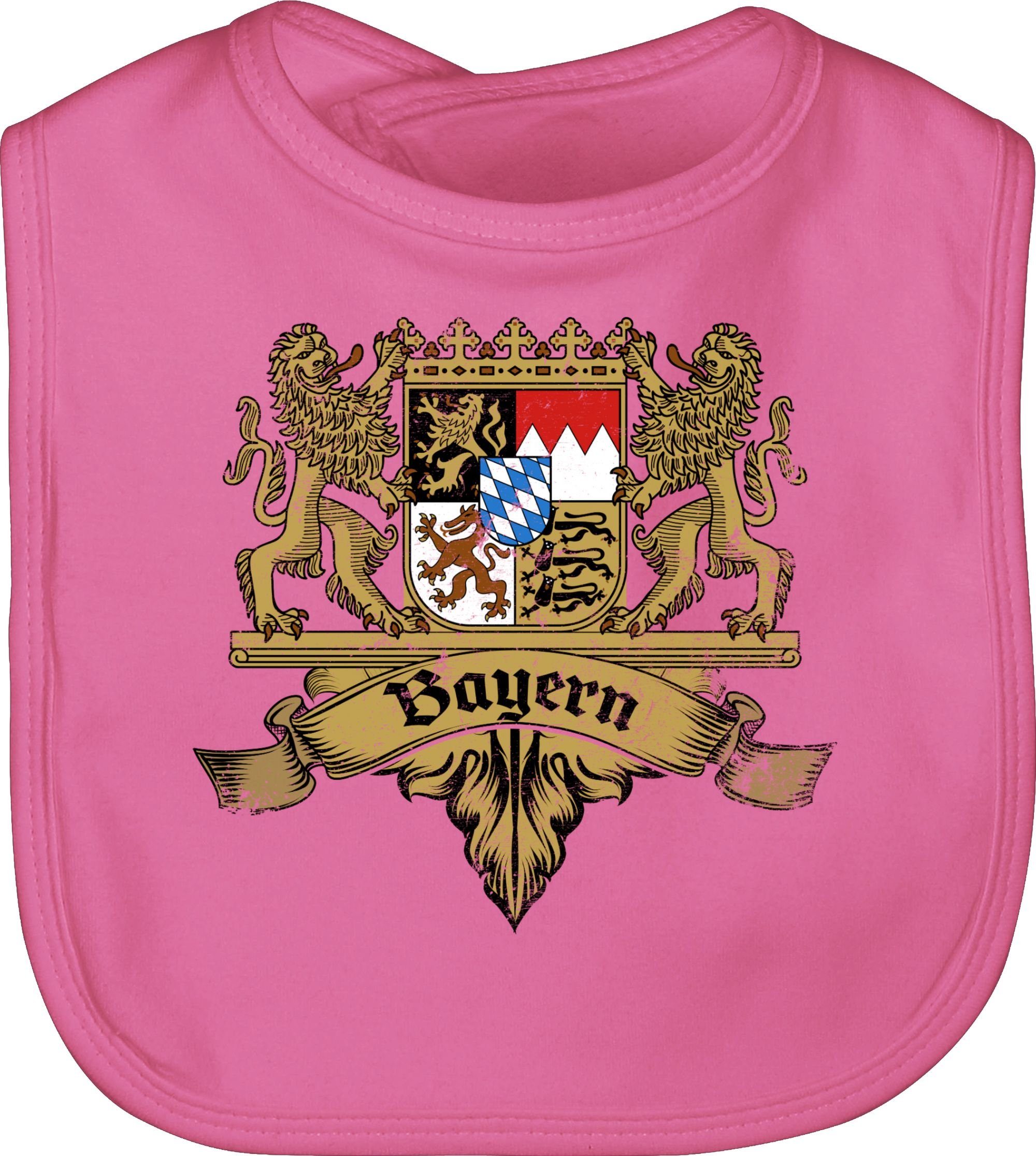 Baby Bayernland Wappen 3 Bayern Oktoberfest Outfit Bayern, für Mode Shirtracer Freistaat Lätzchen Pink