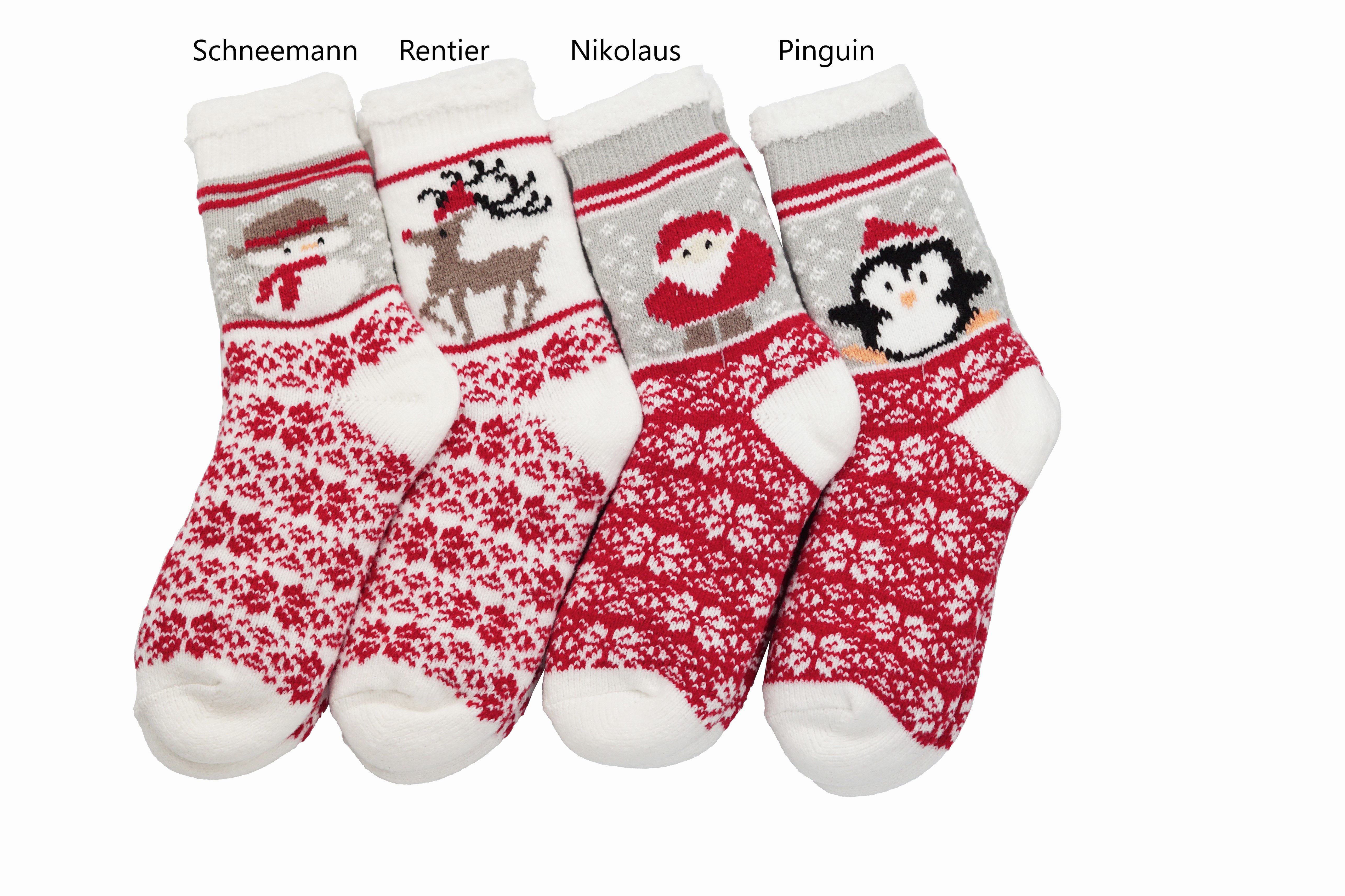 Taubert Kuschelsocken TAUBERT 762230588 KUSCHELSOCKEN dick SANTA ON TOUR 1 Paar in 4 Motive