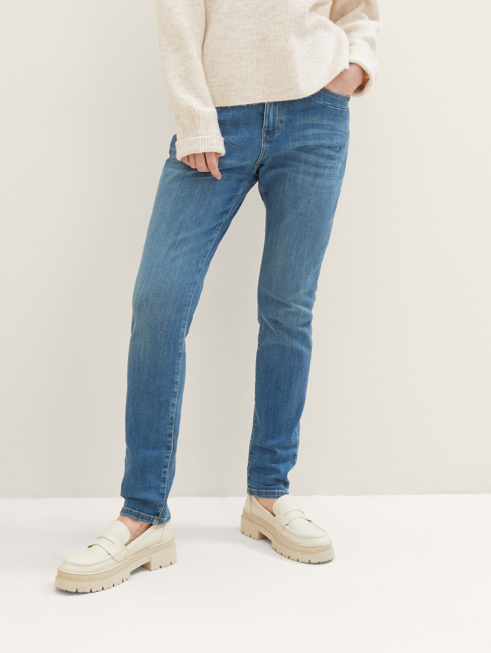 TOM TAILOR Skinny-fit-Jeans Tapered Jeans Used Mid Denim Blue Stone