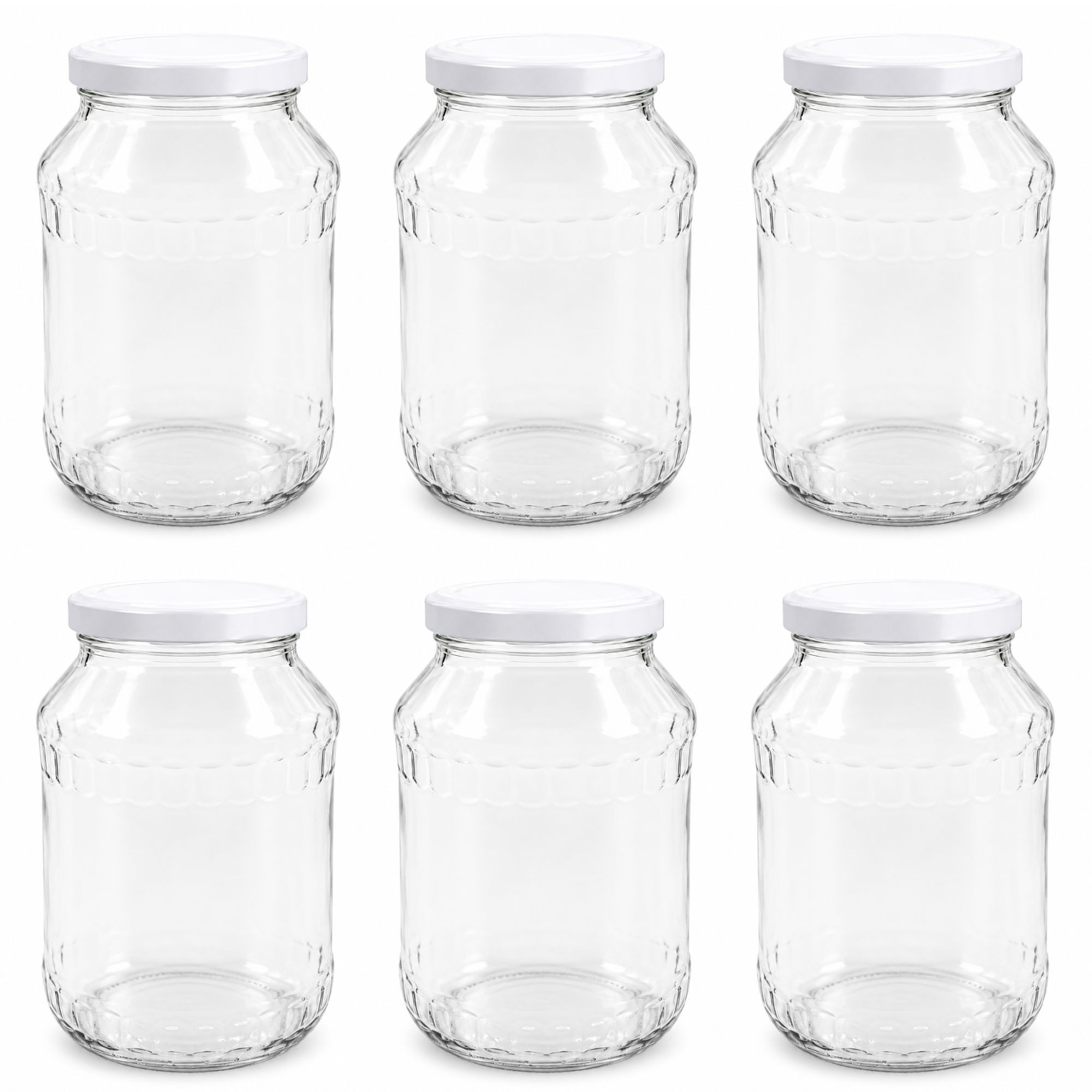 mikken Vorratsglas 6 große Einmachgläser 2650 ML, (Spar-Set, 6er Set Vorratsgläser), mit Twist-Off Deckel TO100 und 6 Etiketten zum Beschriften