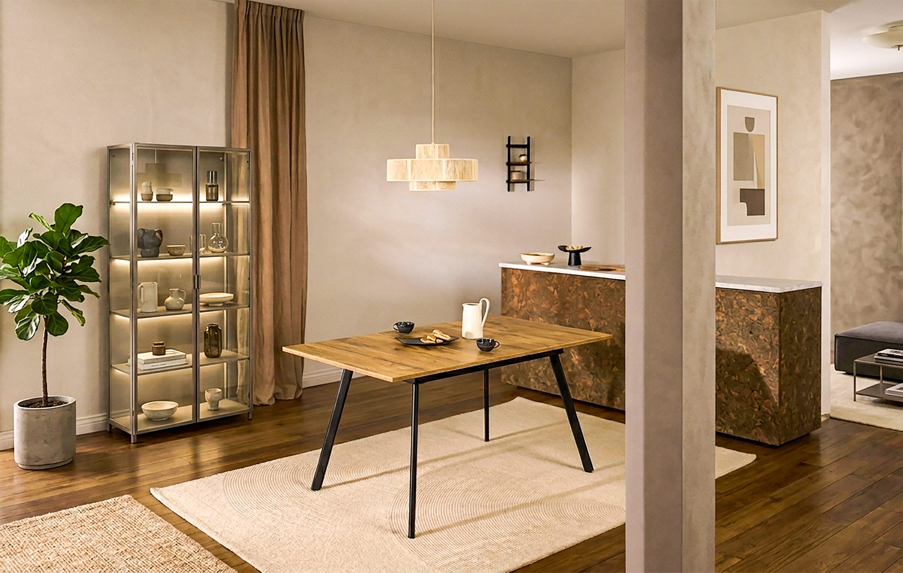 B&D home Esstisch MARA, Metallgestell oder Holzgestell, ausziehbar 120-160cm, 4-6 Personen