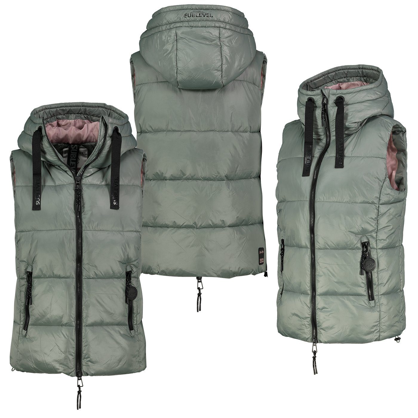 SUBLEVEL Steppweste Stepp weste Kapuze Übergangs Herbst Frühlings Windbreaker bodywarmer