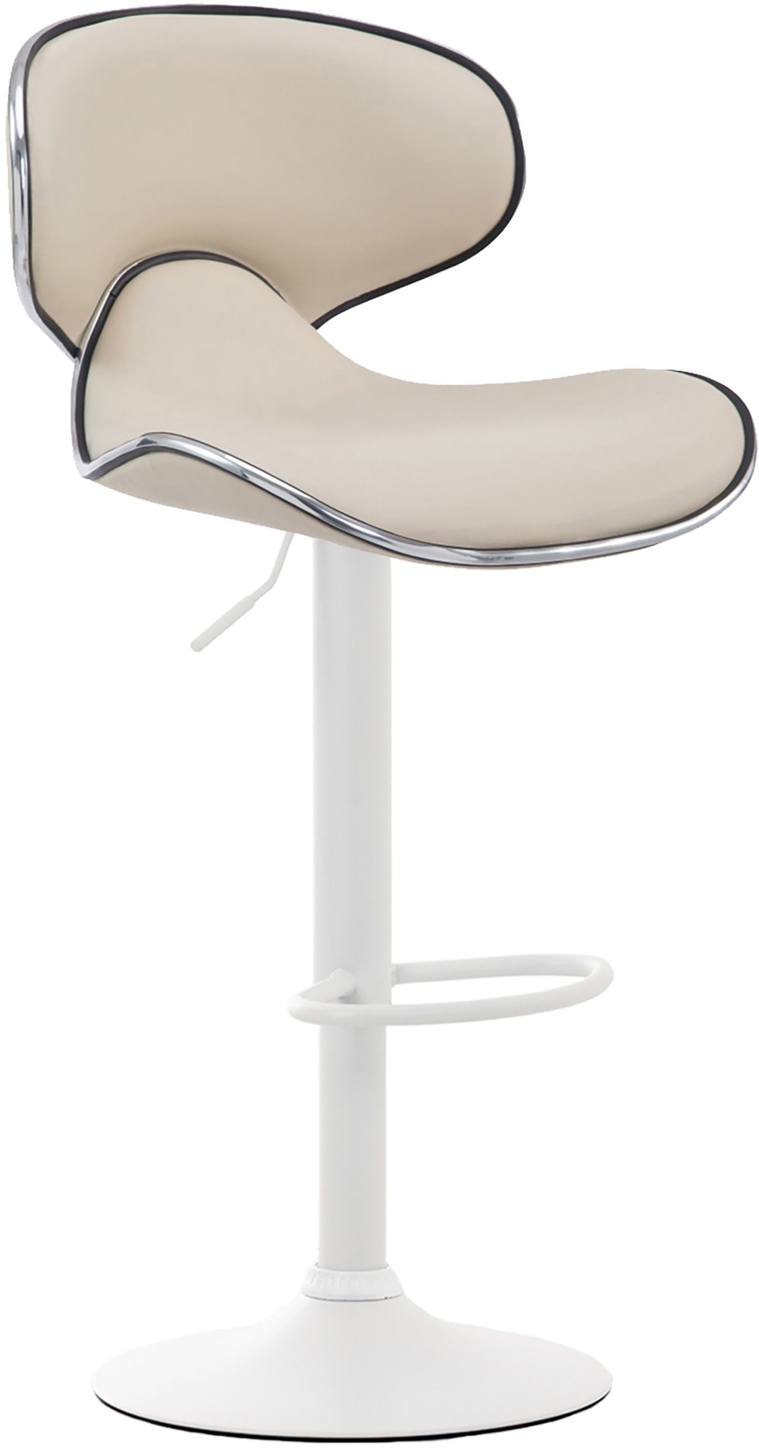 TPFLiving Barhocker Las-Palmas (mit hoher Rückenlehne - höhenverstellbar - Hocker für Theke & Küche), 360° drehbar - Gestell: Metall weiß - Sitzfläche: Kunstleder Creme