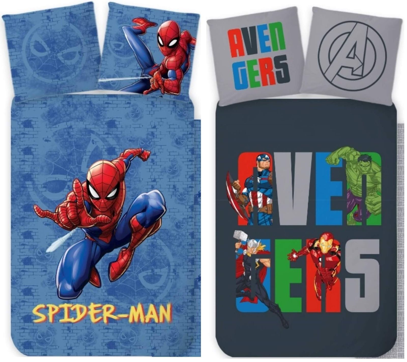 Bettwäsche Spiderman & Avengers - 2 x Bettwäsche-Set Doppelpack, 135x200 & 80x80