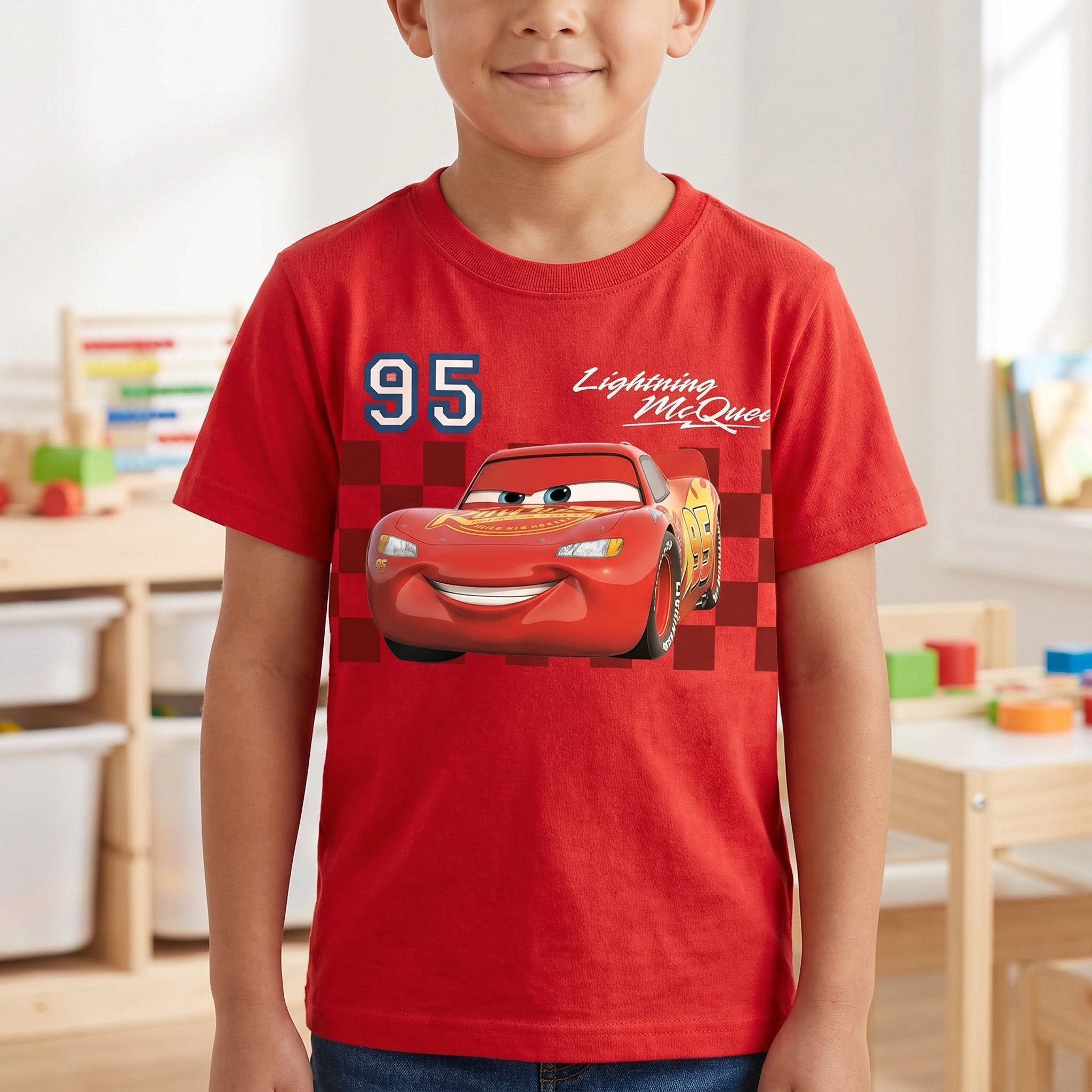 Disney Print-Shirt Disney Cars Lightning McQueen Kinder kurzarm T-Shirt 100% Baumwolle, Gr. 92 bis 116