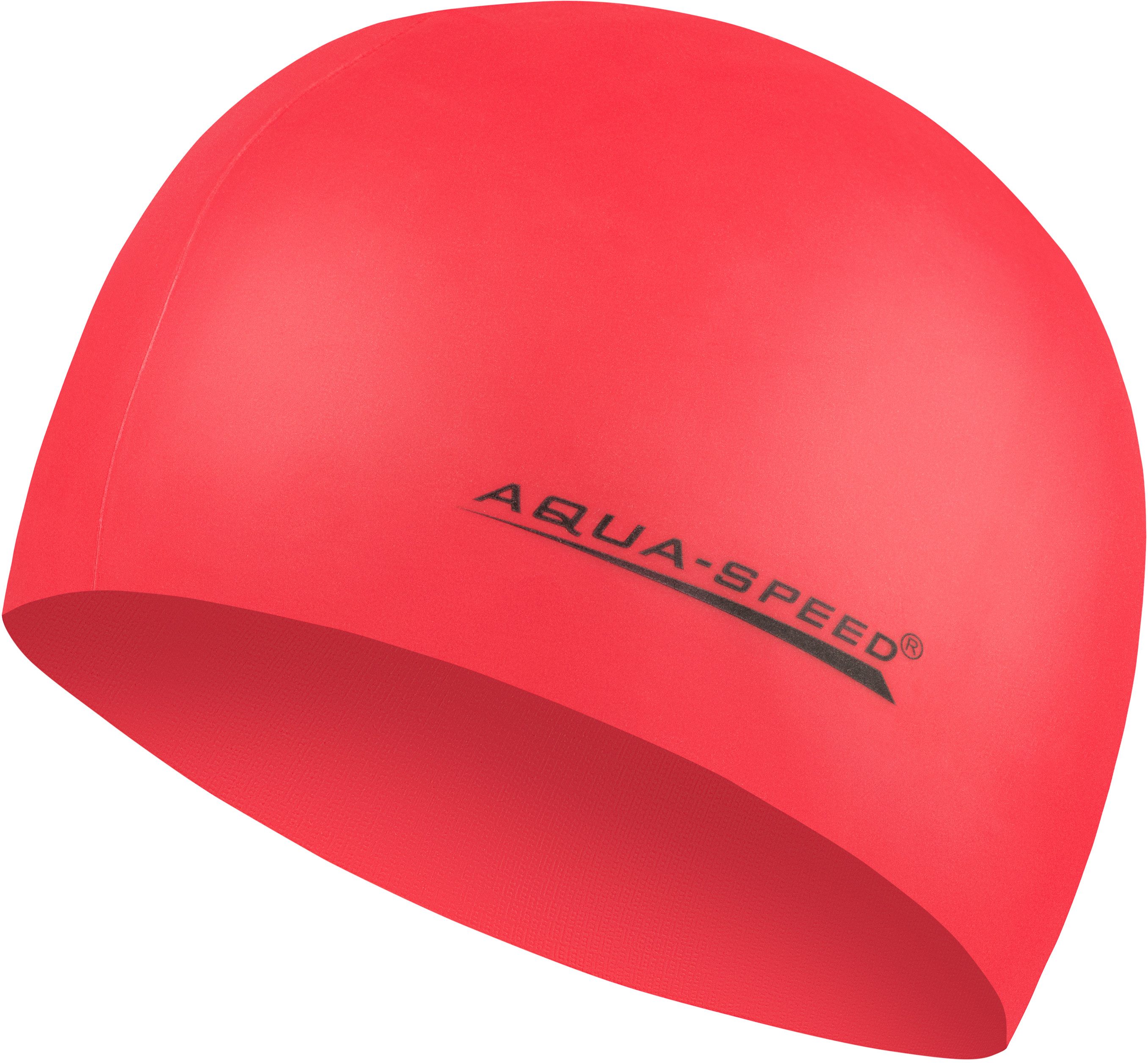 Aqua Speed Badekappe Schwimmhaube Stretch-Silikon Rot Rutschfest & langlebig (Reduziert Wasserwiderstand – ideal für schnelles Schwimmen), Ergonomische Kopfbedeckung – perfekter Sitz & Schutz