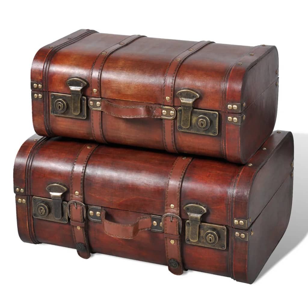 vidaXL Truhe Dekokoffer aus Holz 2 Stk Retro-Stil Braun