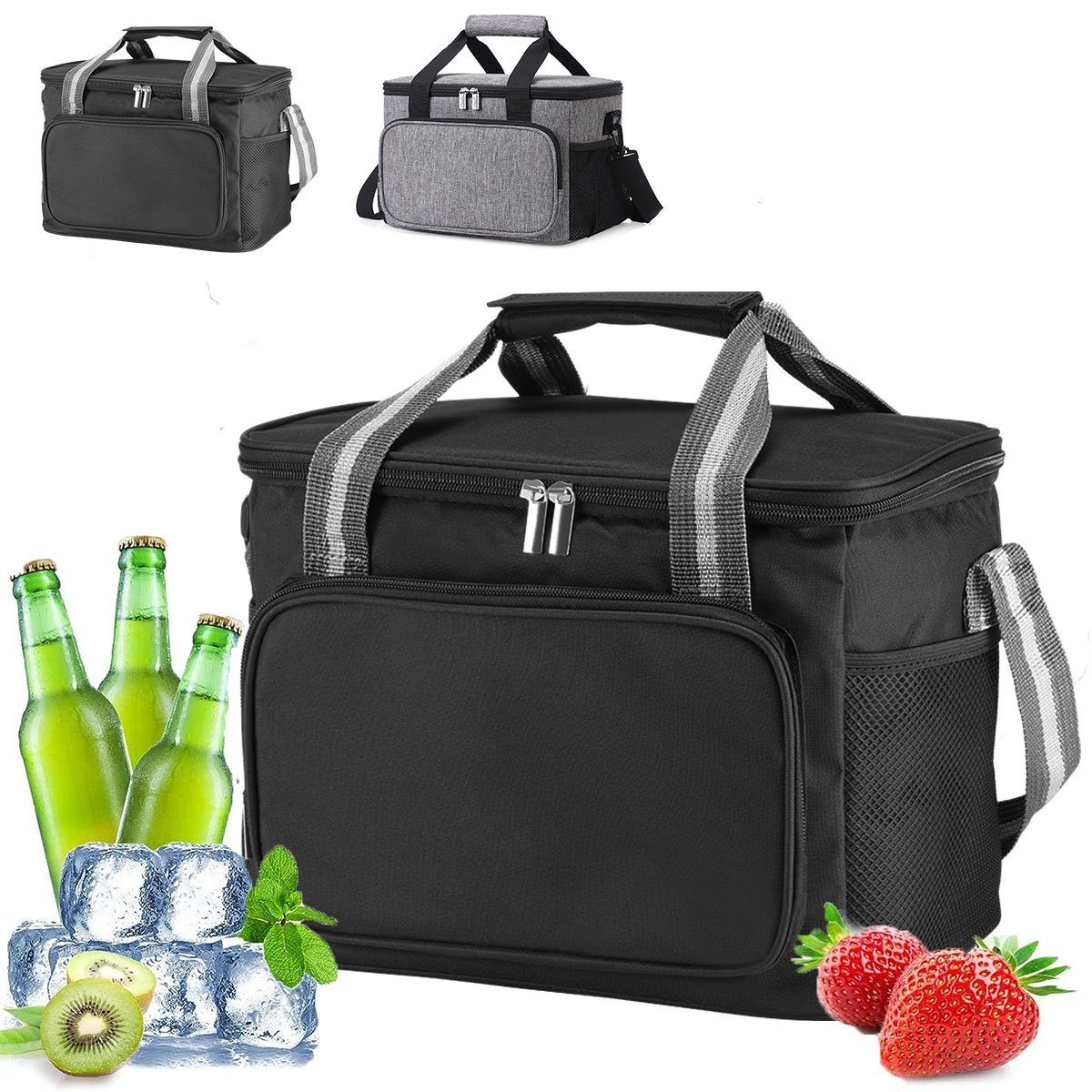 Picknickkorb 15L Lunchtasche Kühltasche Faltbar Thermotasche mit Reißverschluss