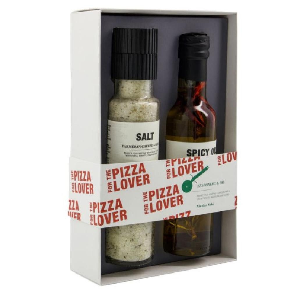Nicolas Vahé Essigspender Geschenkbox Pizza Kit Chiliöl und Salz mit Parmesan und Basilikum (2-t