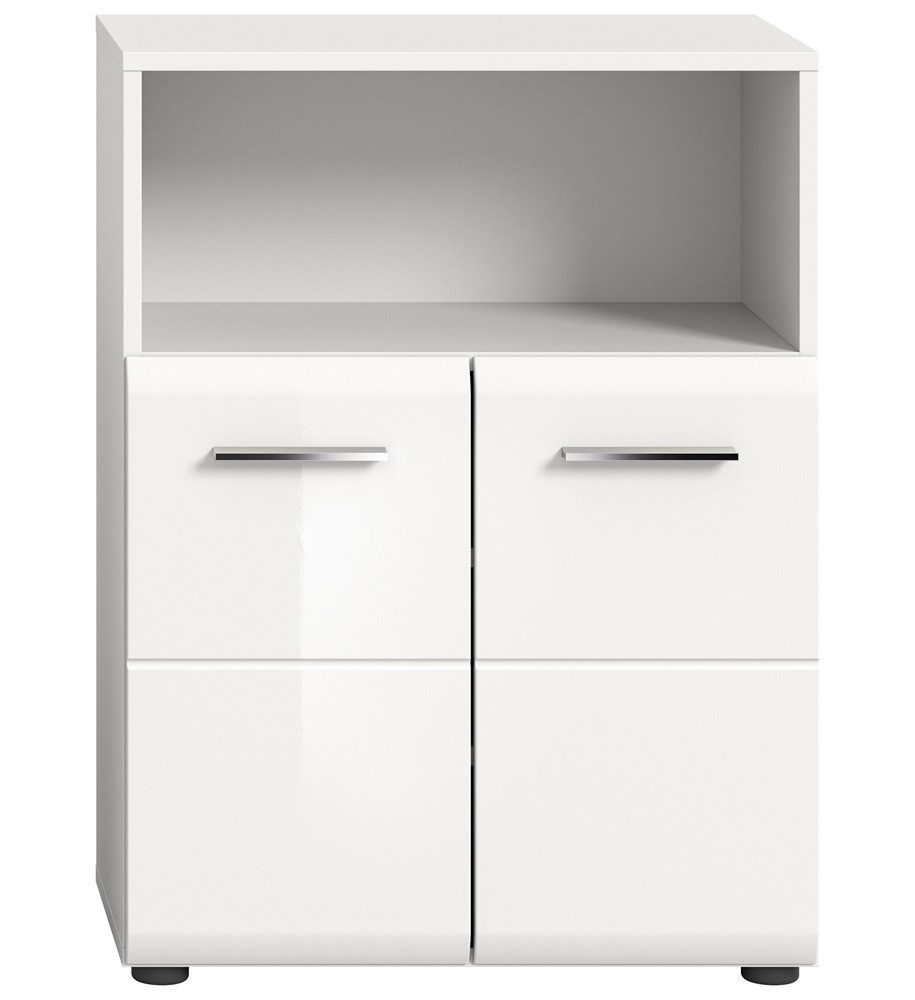 xonox.home Hochschrank Standschrank breit Ice, weiß / weiß Hochglanz (1-St) Badmöbel, Badkombination