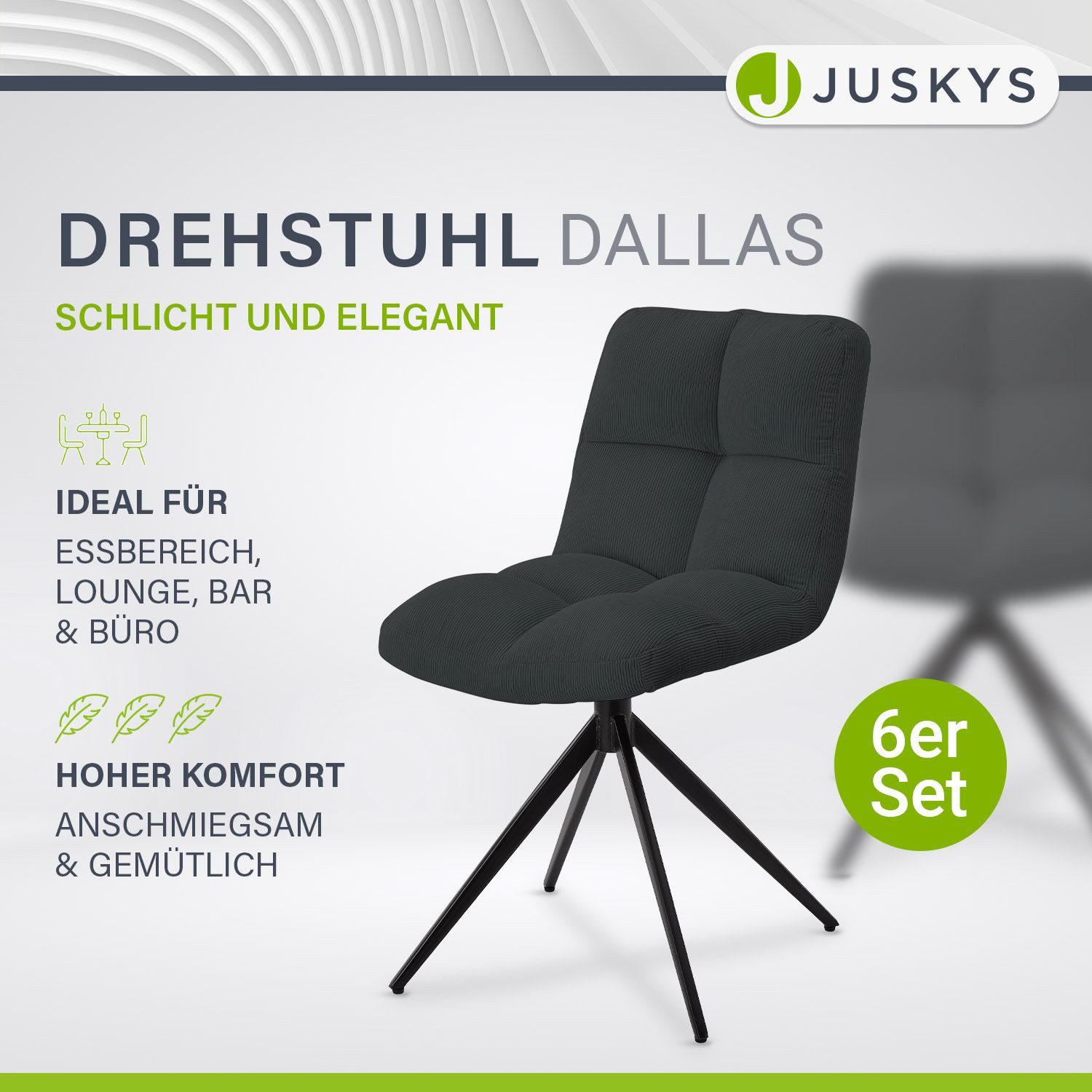 Juskys Esszimmerstuhl Dallas (6 St), 6er günstig online kaufen