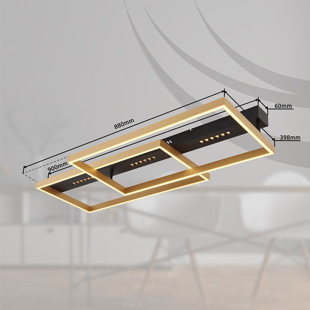 LED Deckenlampe Metall etc-shop LED Deckenleuchte Gold Wohnzimmerlampe Deckenleuchte,