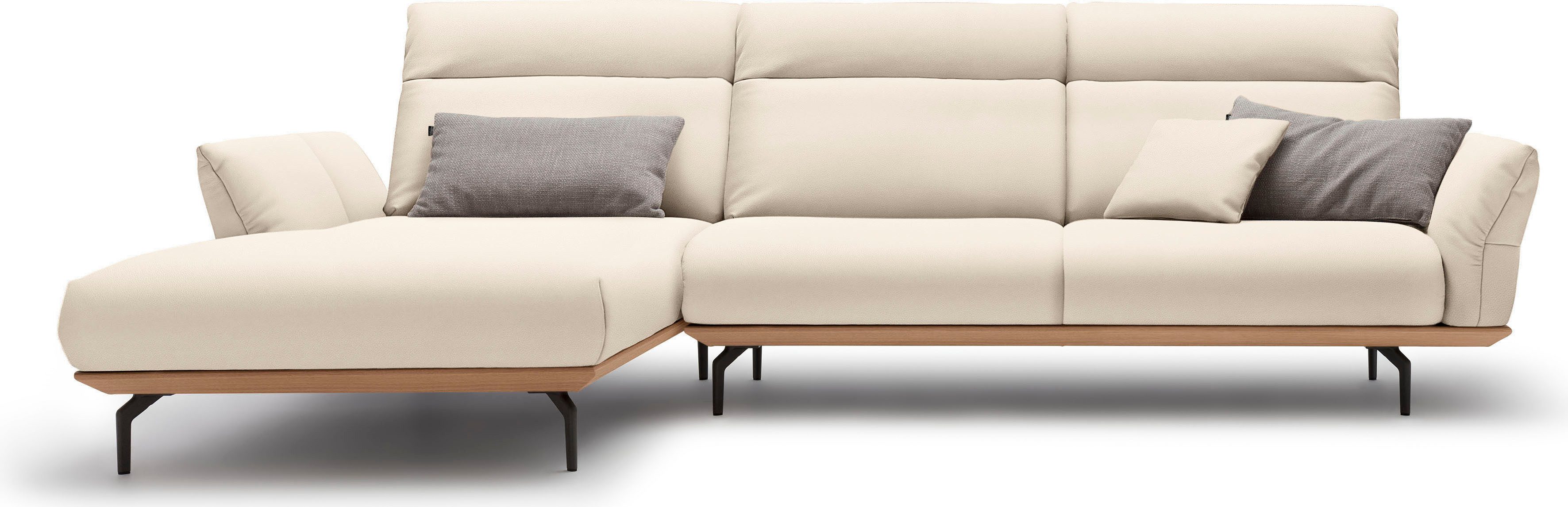 hülsta sofa Ecksofa hs.460, Sockel in Eiche, Winkelfüße in Umbragrau, Breite 318 cm