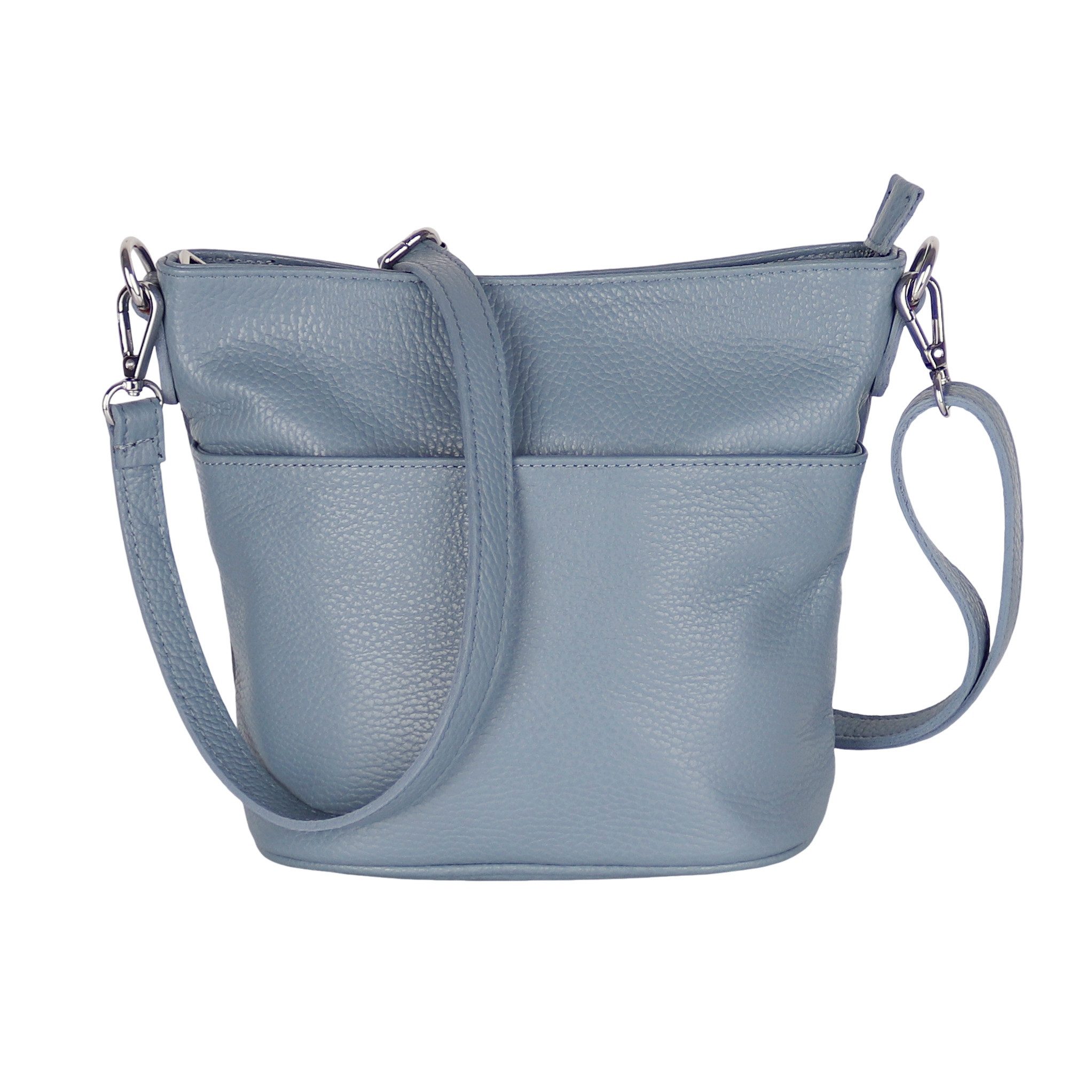 MIRROSI Umhängetasche Damen, Crossbody Bag, Echtleder Made in Italy (1 Tasche 2 Gurte oder Basic Version 1 Tasche 1 Gurt), 24x18x12cm (BXHXT)