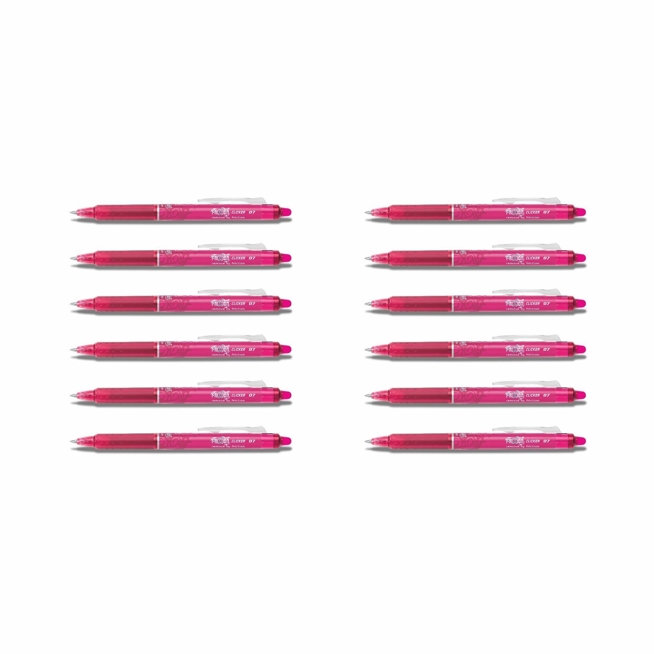 PILOT Tintenroller Frixion Clicker 0.7 - 12er-Set, (12-tlg) Pink