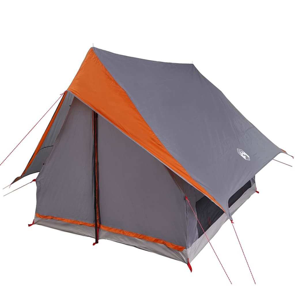 vidaXL Tunnelzelt Familienzelt mit Dach Grau und Orange 220 x 220 x 184 cm, (1 tlg)