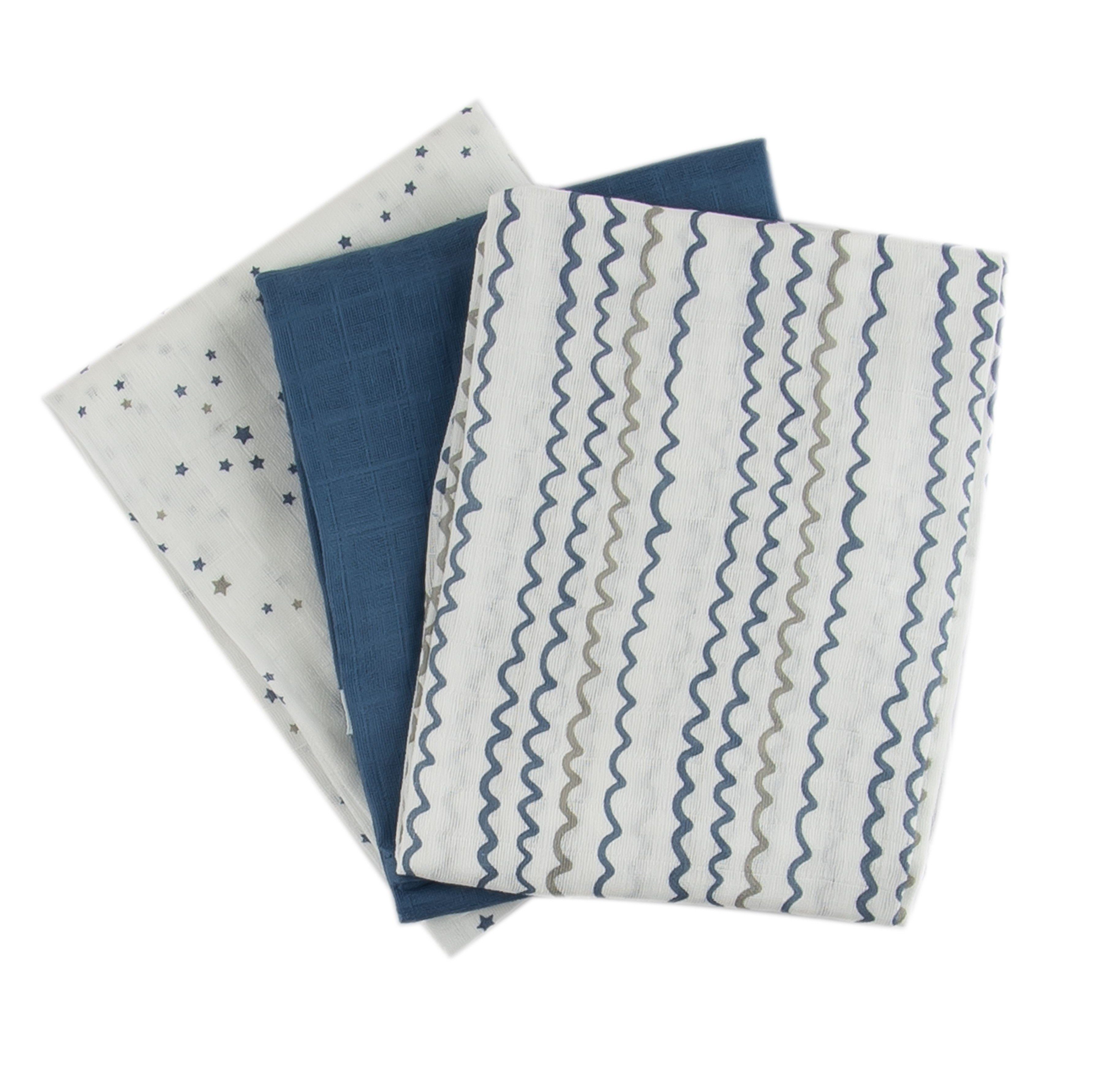 Popolini Тканевые подгузники Baby Mullwindeln Spucktücher 3er, 100% Baumwolle