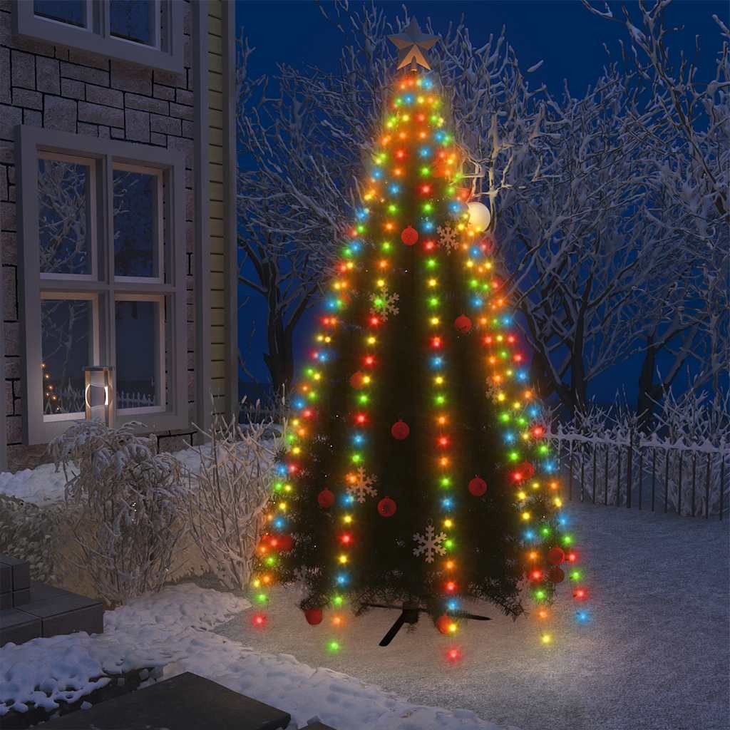 furnicato LED-Baummantel LED-Weihnachtsbaumbeleuchtung 250 LEDs, 250 cm, Dunkelgrün, Wasserabweisendes Lichternetz mit USB-Anschluss für den Außenbereich