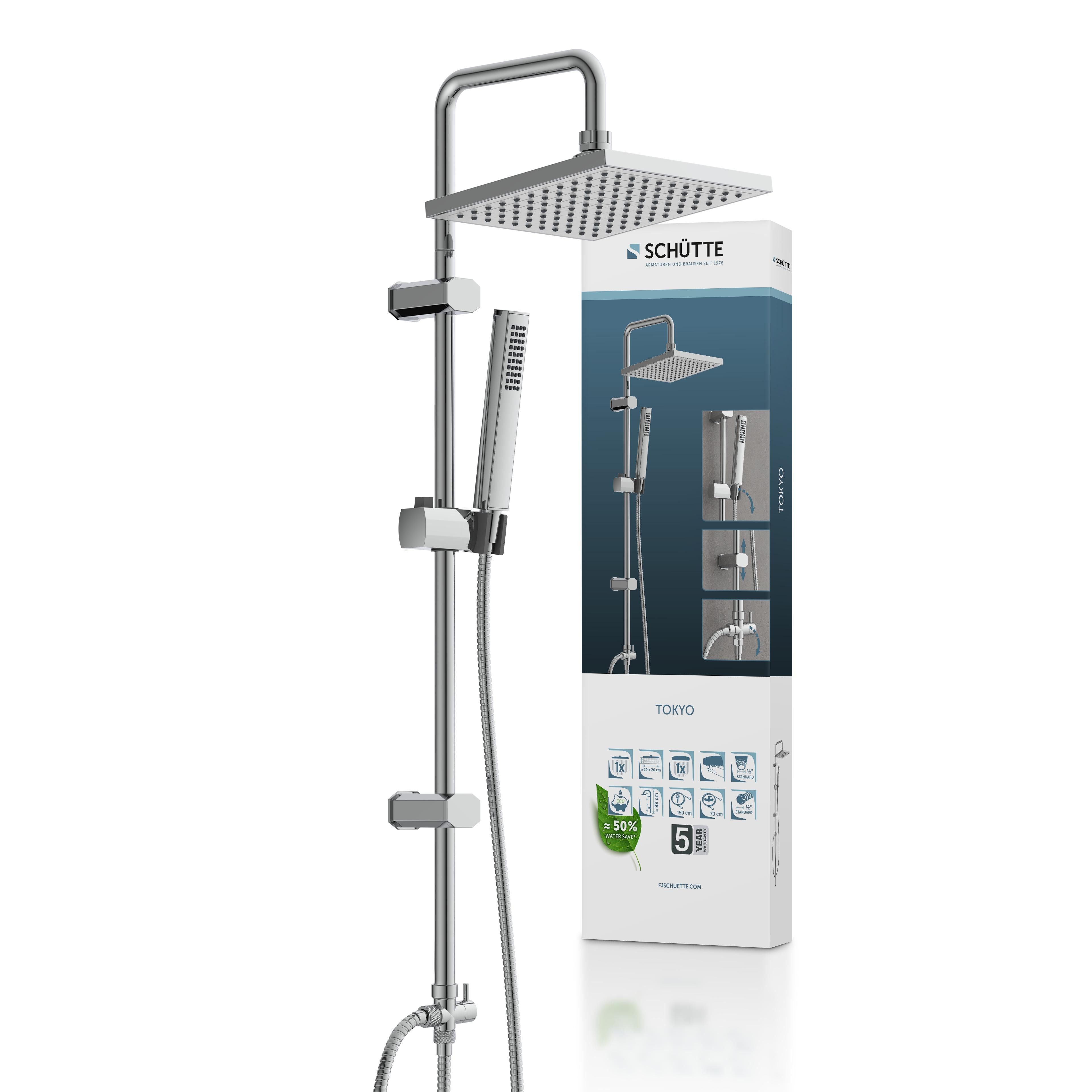 Schütte Brausegarnitur TOKYO, Höhe 99 cm, 2 Strahlart(en), Set, 10 tlg., inkl. Wasserspardichtung, Antikalk, höhenverstellb., Edelstahl-Stange