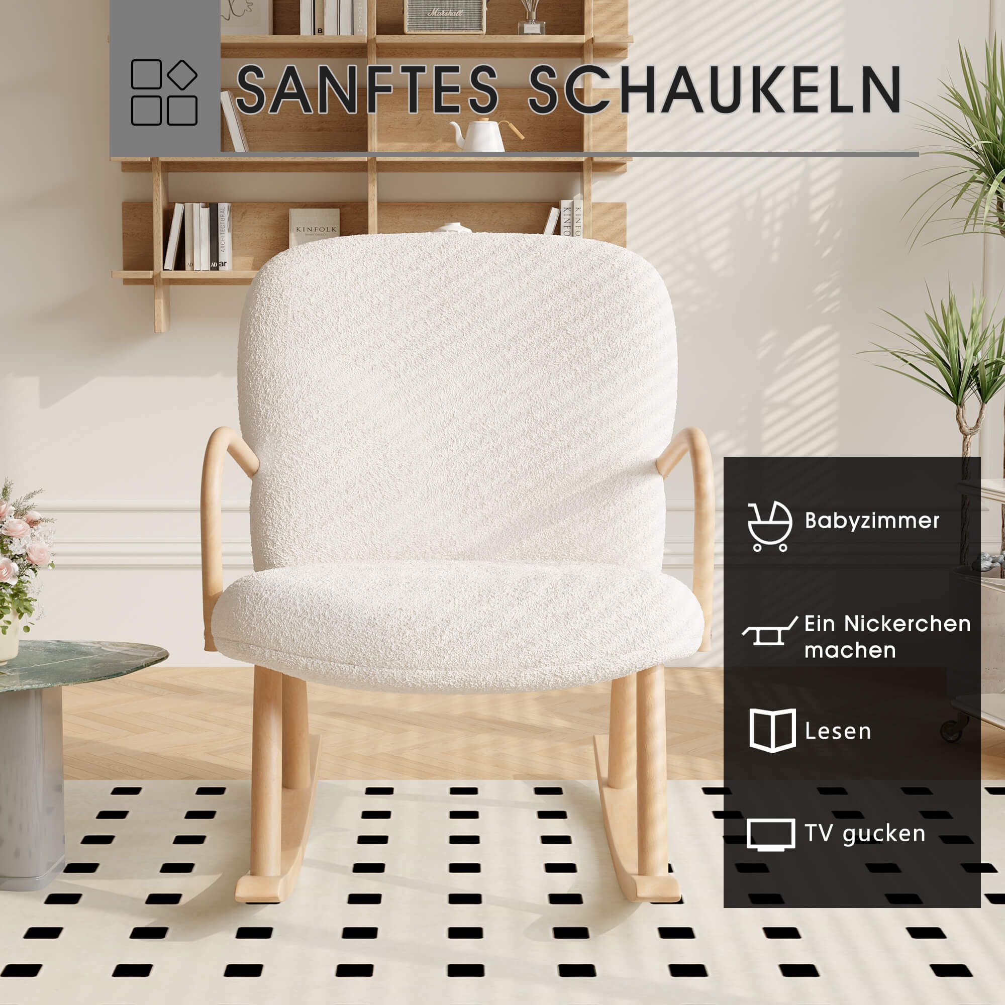 Furnishings Home Schaukelstuhl Holzstuhl Polsterstuhl (Set)