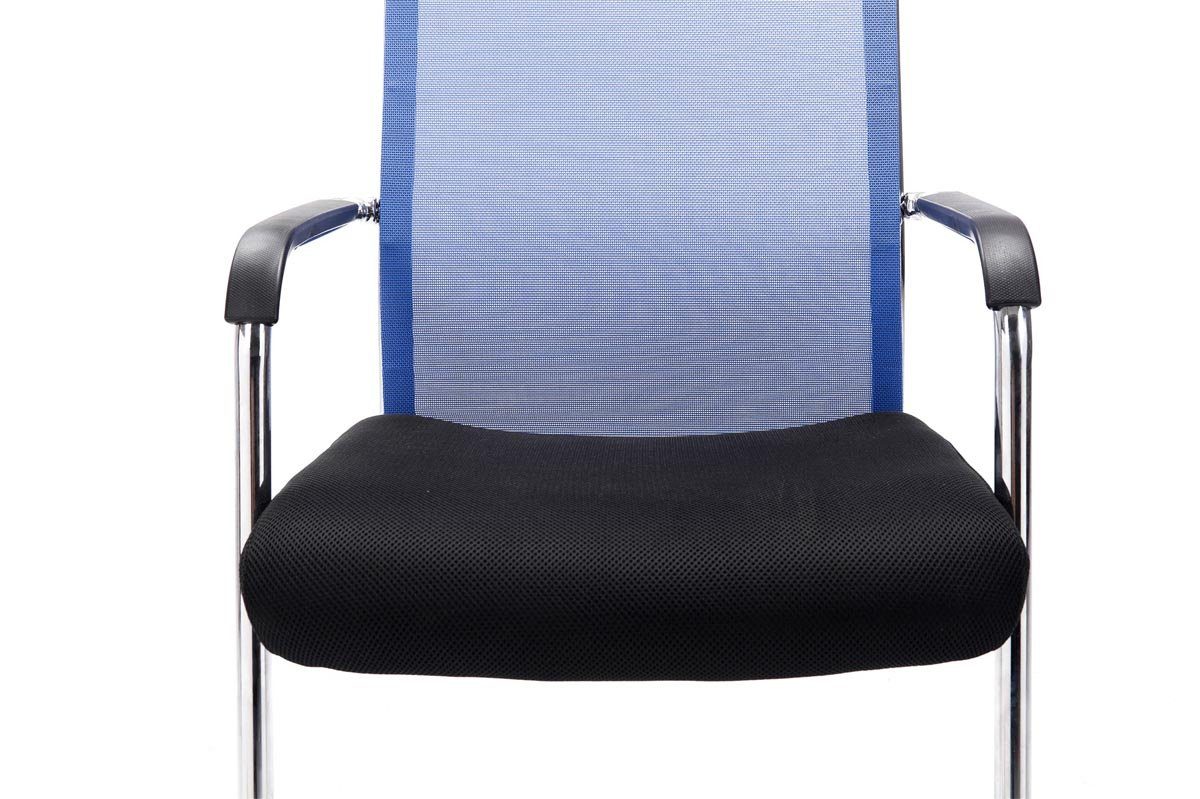 Gestell: chrom gepolsterter mit Netzbezug Metall - Konferenzstuhl Wohnzimmerstuhl), TPFLiving Besucherstuhl - - blau Sitzfläche Brent (Küchenstuhl Sitzfläche: Esszimmerstuhl - hochwertig