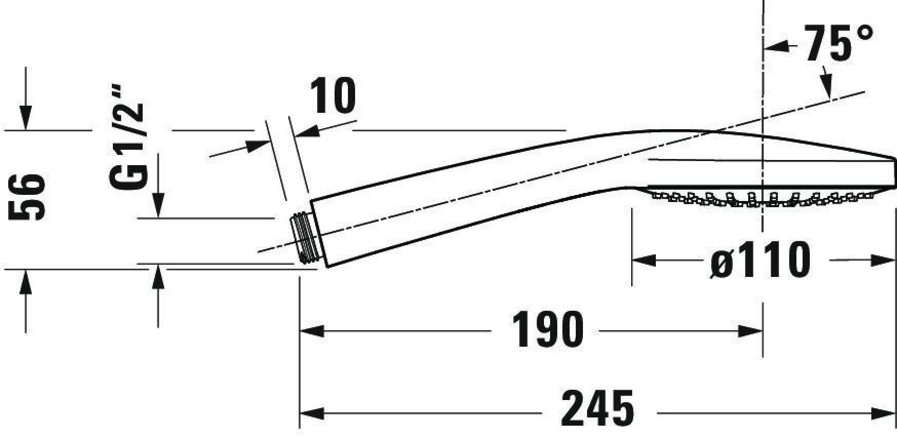 Duravit Handbrause DURAVIT Handbrause 1jet 110 Duschbrause Duschkopf Regendusche Schwarz, Anschlussbreite: 1/2 Zoll