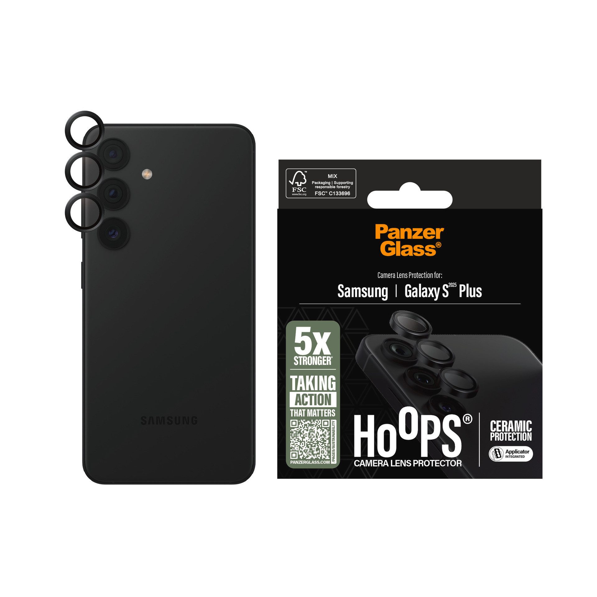 PanzerGlass Displayschutzglas Hoop Camera Lens Protection für Samsung Galaxy S25+, Kameraschutz, Schutzfolie, Schutzglas, kratz- & stoßfest