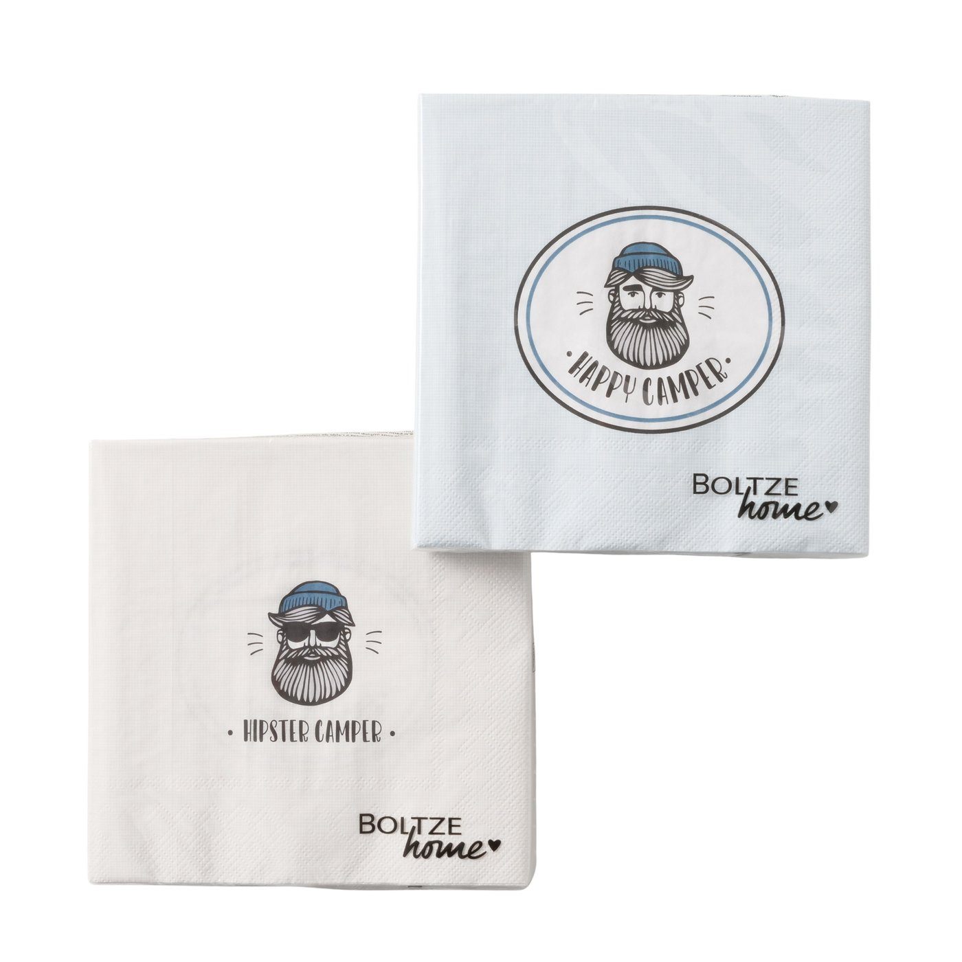 BOLTZE Papierserviette Boltze Home Papierservietten Set „Happy Camper & Hipster Camper“, (2 St)