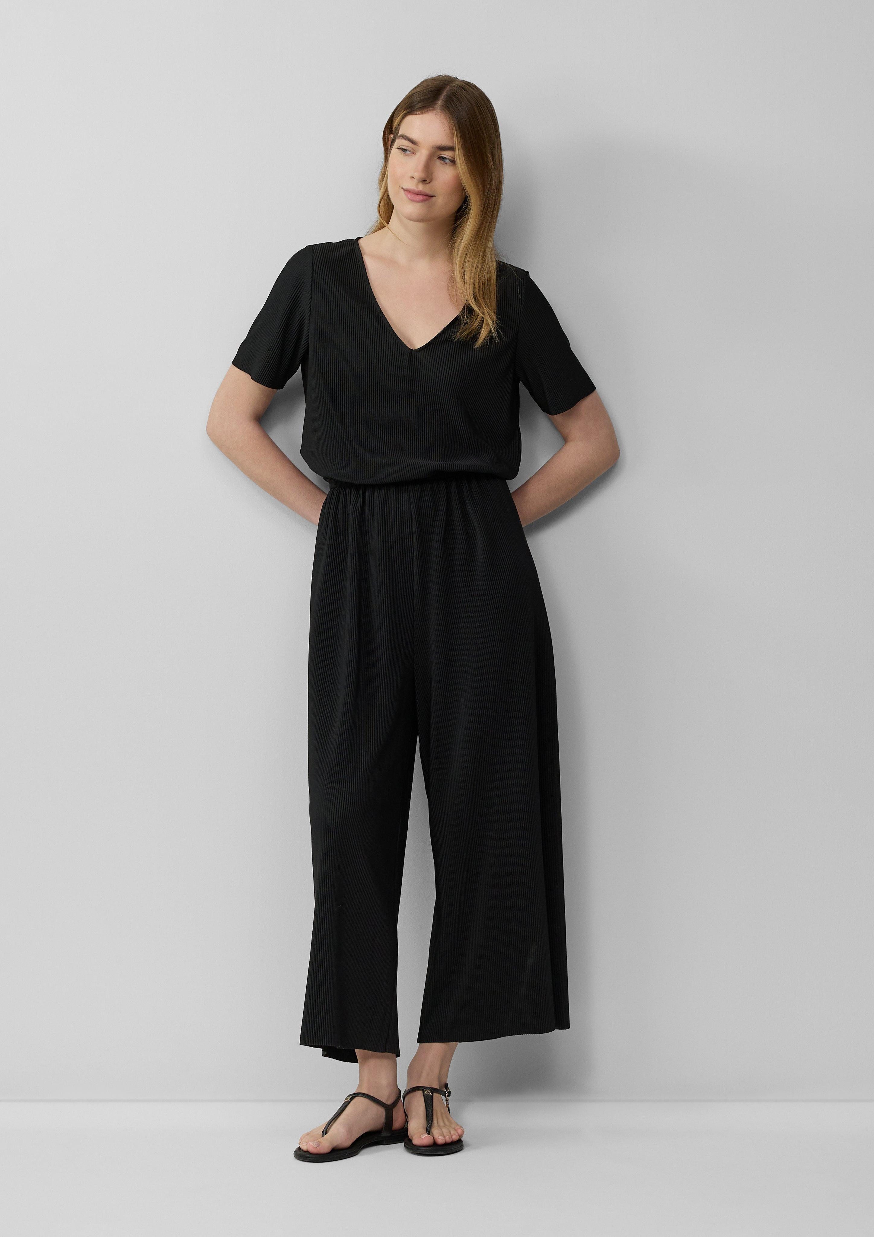 Overall Jumpsuit mit Culotte aus plissierter Jerseyware