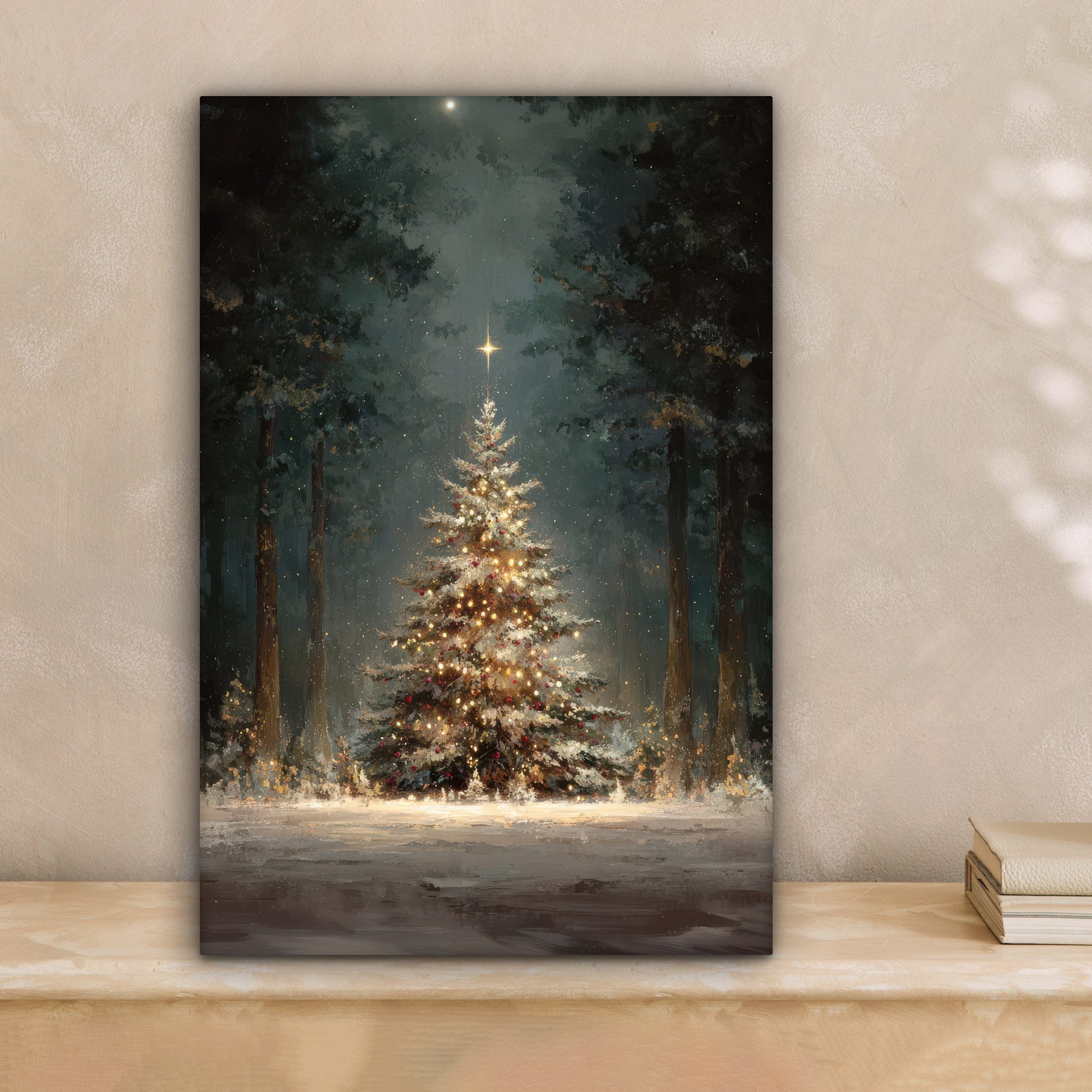 OneMillionCanvasses® Leinwandbild Weihnachtsbaum - Wald - Schnee - mehrfarb günstig online kaufen