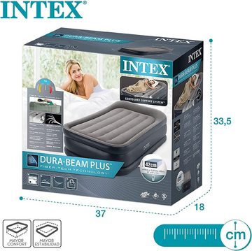 Intex Luftbett Dura-Beam Standard Luftmatratze 1 Person Reisebett, Gästebett, (Set 1-tlg, mit Tragetasche), integrierte elektrische Luftpumpe, extra Höhe von 42 cm