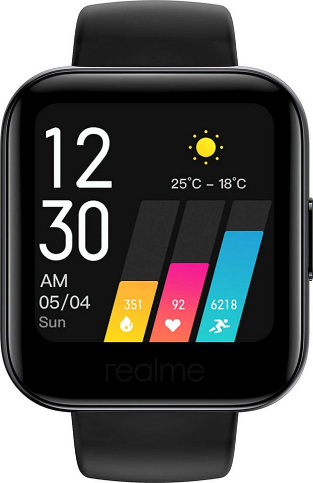 Realme realme Watch RMA161 Android Smartwatch Black Neu in OVP versiegelt Smartwatch (Proprietär) Einzelgerät, 1-tlg., Ladekabel,Ladestation, Kompatibilität ab Android 5.0+,Sauerstoffsättigung,Hohe Akkuleistung