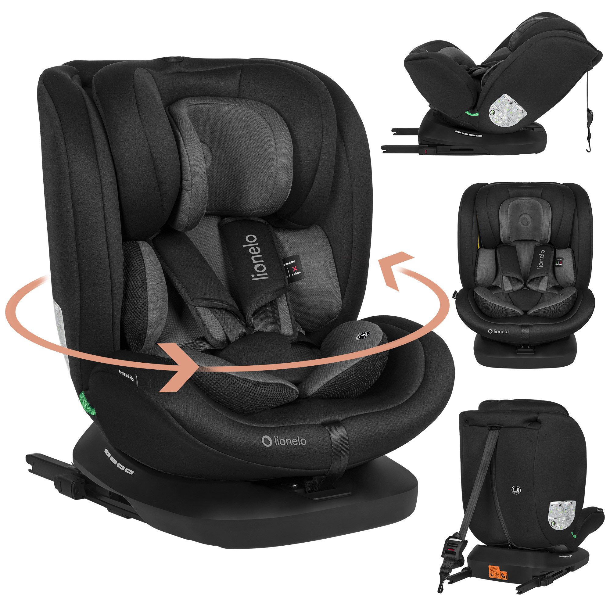 lionelo Autokindersitz BASTIAAN I-SIZE, ab: ab Geburt, bis: bis 12 Jahre, ab: 40,00 cm, bis: 150,00 cm, (Set), i-Size / 0-36 kg / Isofix + Top Tether