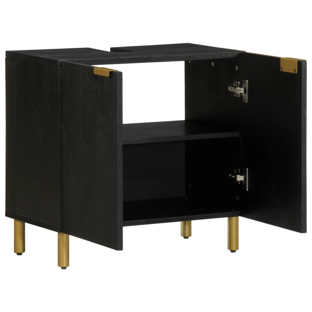 vidaXL Badezimmer-Set Waschbeckenunterschrank Schwarz 62x33x58 cm günstig online kaufen