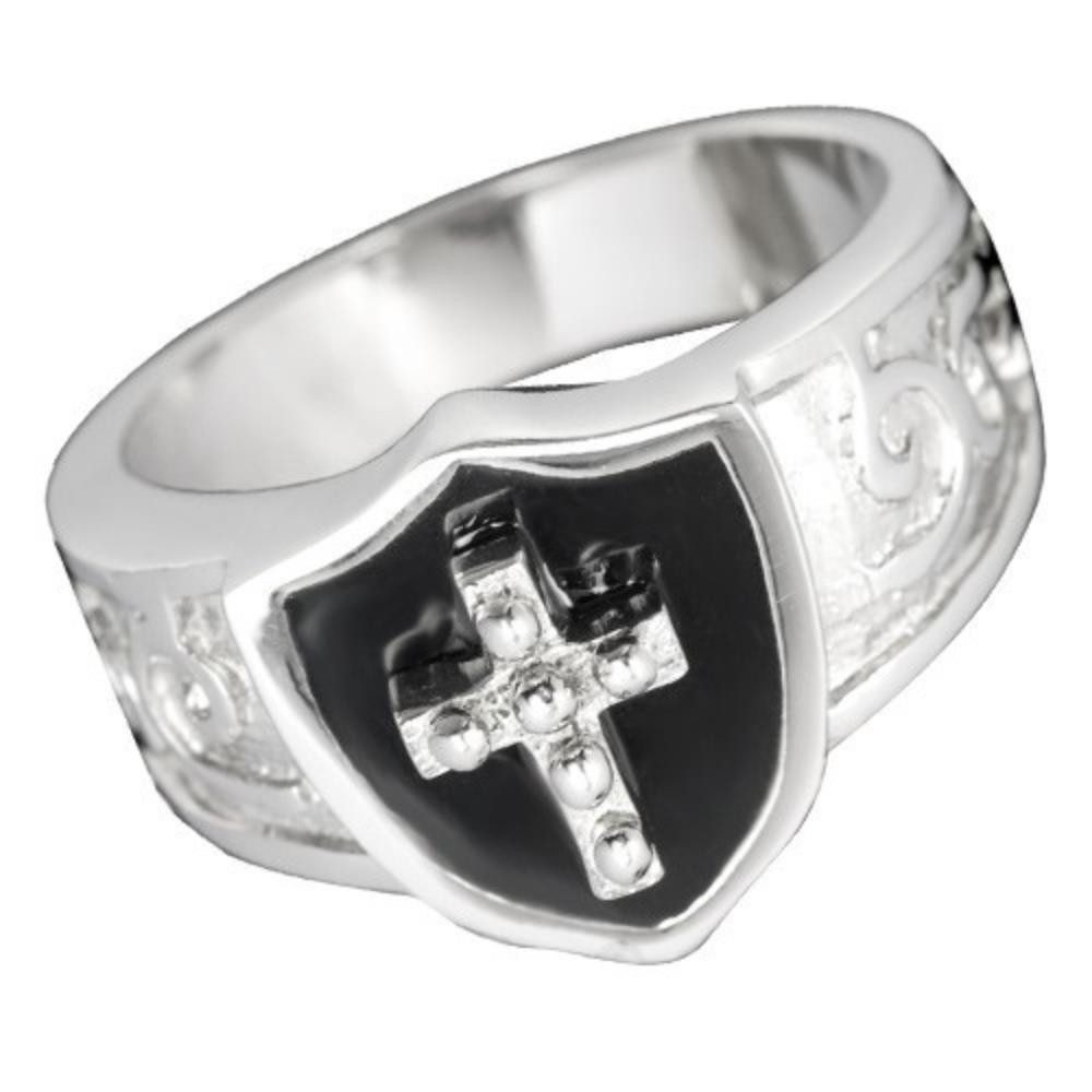Order & Smile Schmuck Siegelring Herren Ring Gothic: Edelstahl Siegelring mit Kreuz