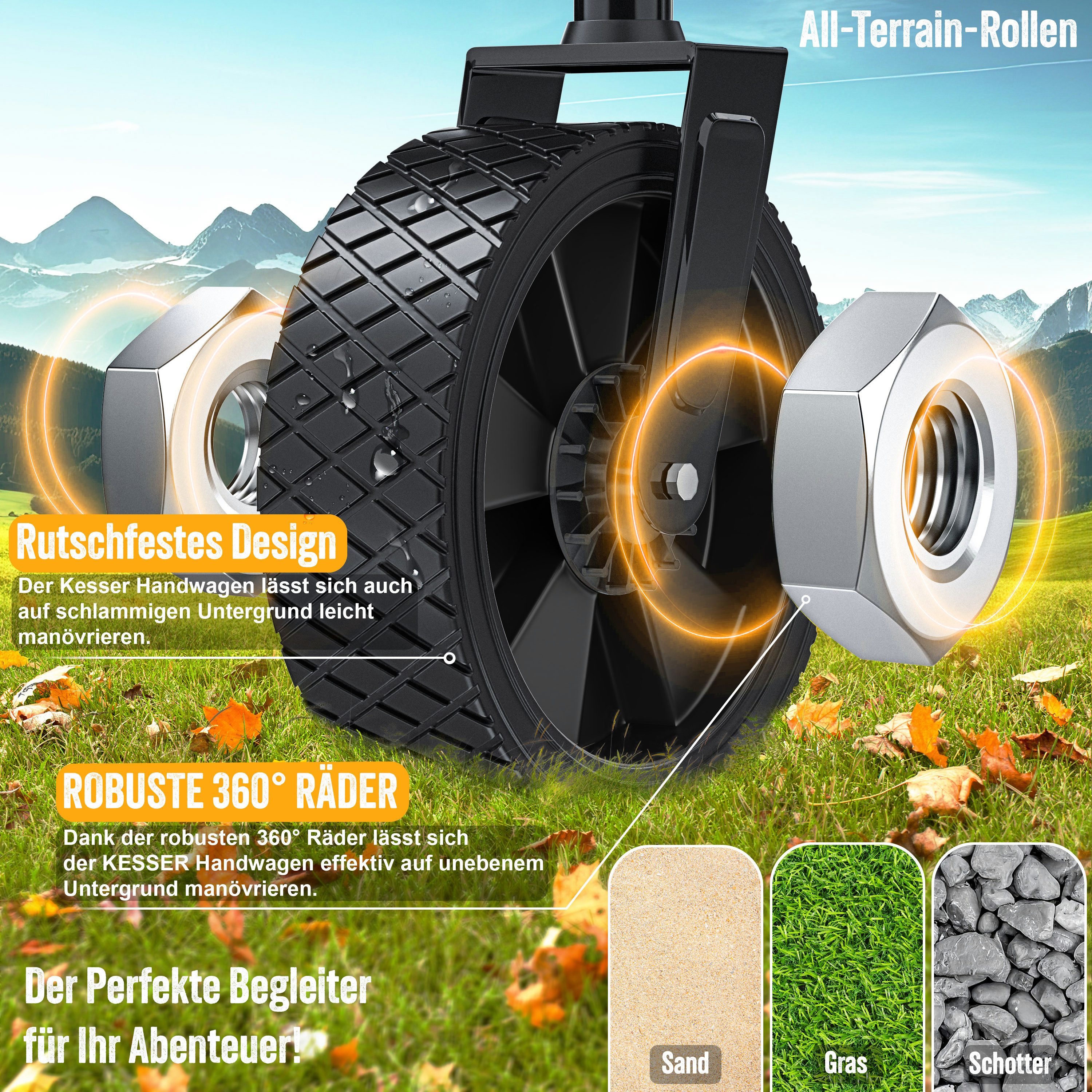 KESSER Bollerwagen, Bollerwagen faltbar Handwagen Transportkarre Gerätewagen max. 150kg