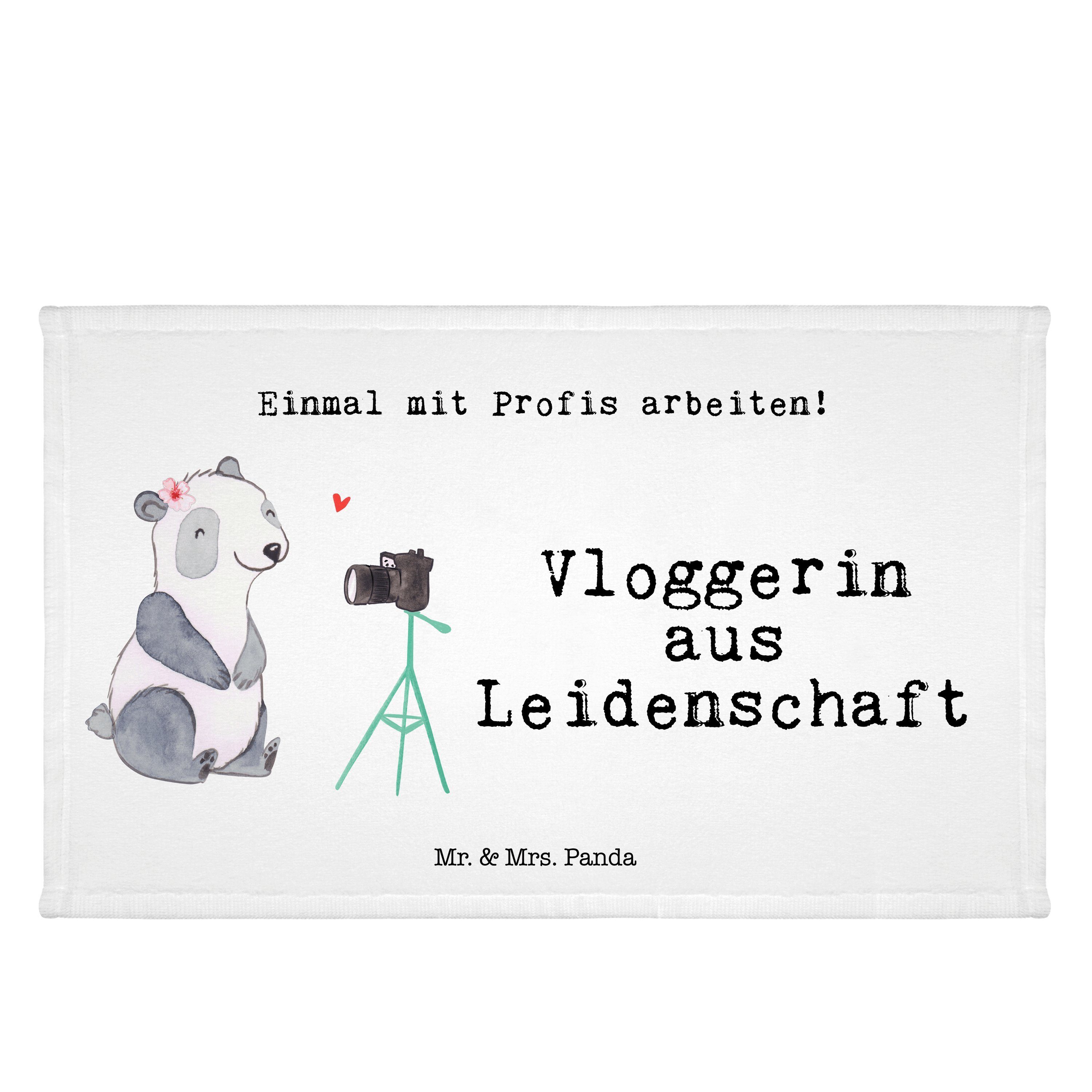 Mr. & Mrs. Panda Handtuch Vloggerin aus Leidenschaft - Weiß - Geschenk, Abschied, Frottier, Rei, (1-St)