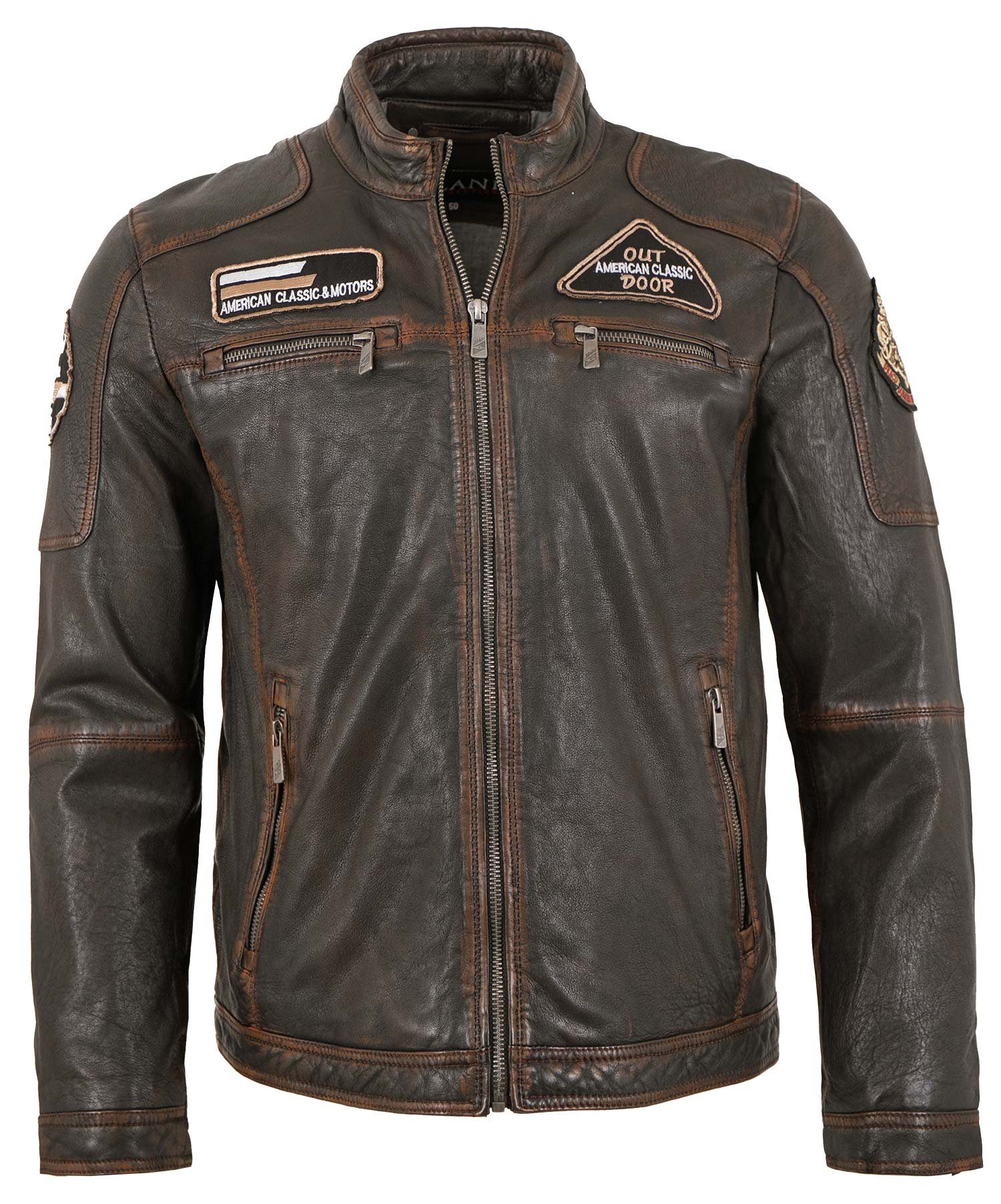 Jilani Lederjacke GMCruise Jilani - Herren Lederjacke Lammnappa dunkelbraun günstig online kaufen