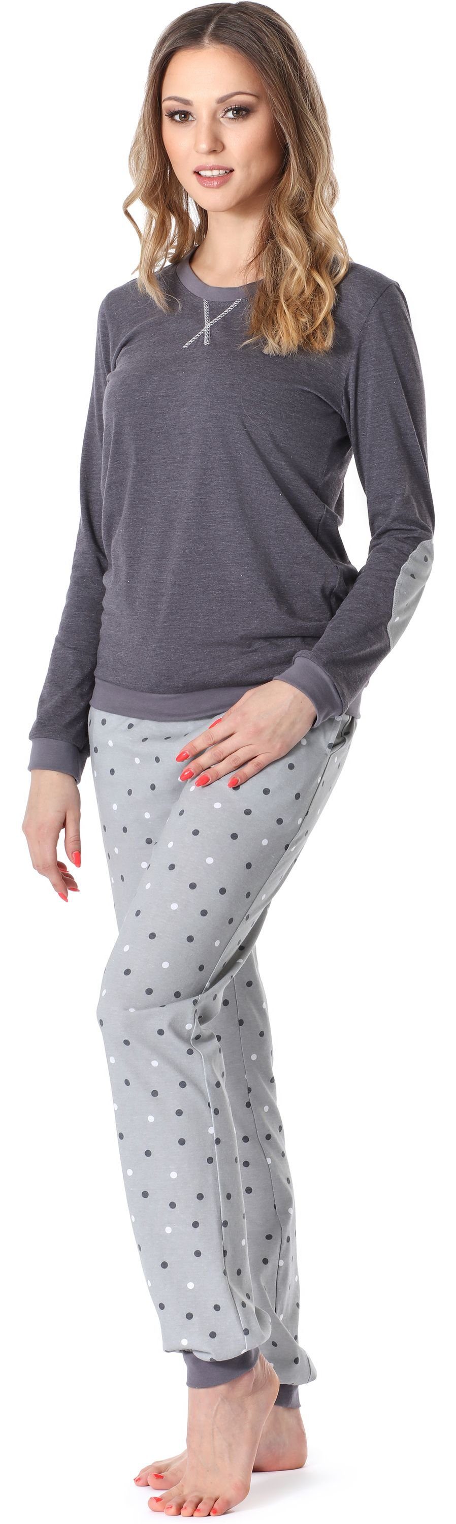 Merry Style Schlafanzug Damen MS10-168 Grau Dunkelmelange Schlafanzug