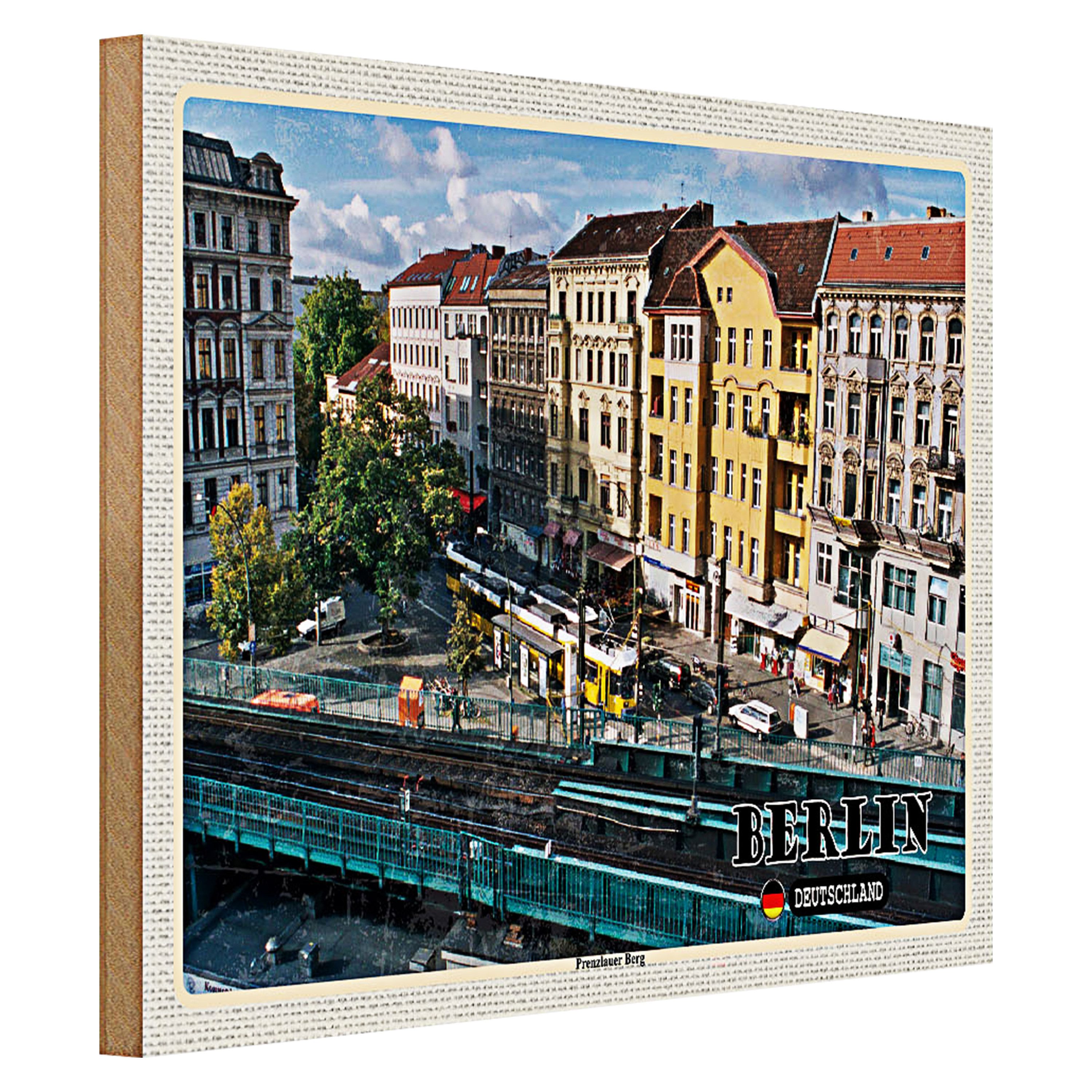 Roomando Holzbild Städte Berlin Prenzlauer Berg Deutschland 40x30cm